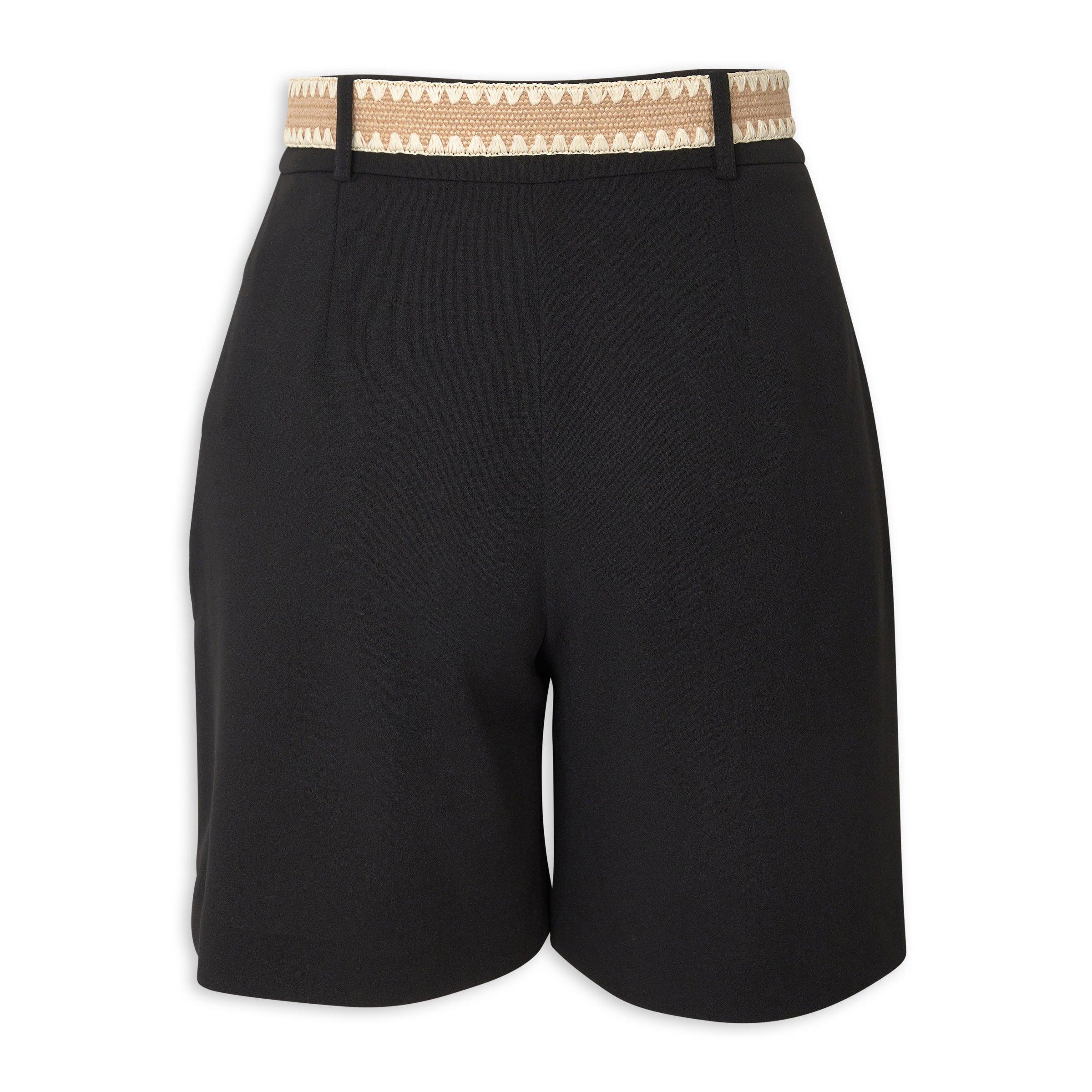 Black Belted Crepe Tailored Shorts (3225475) | Identity