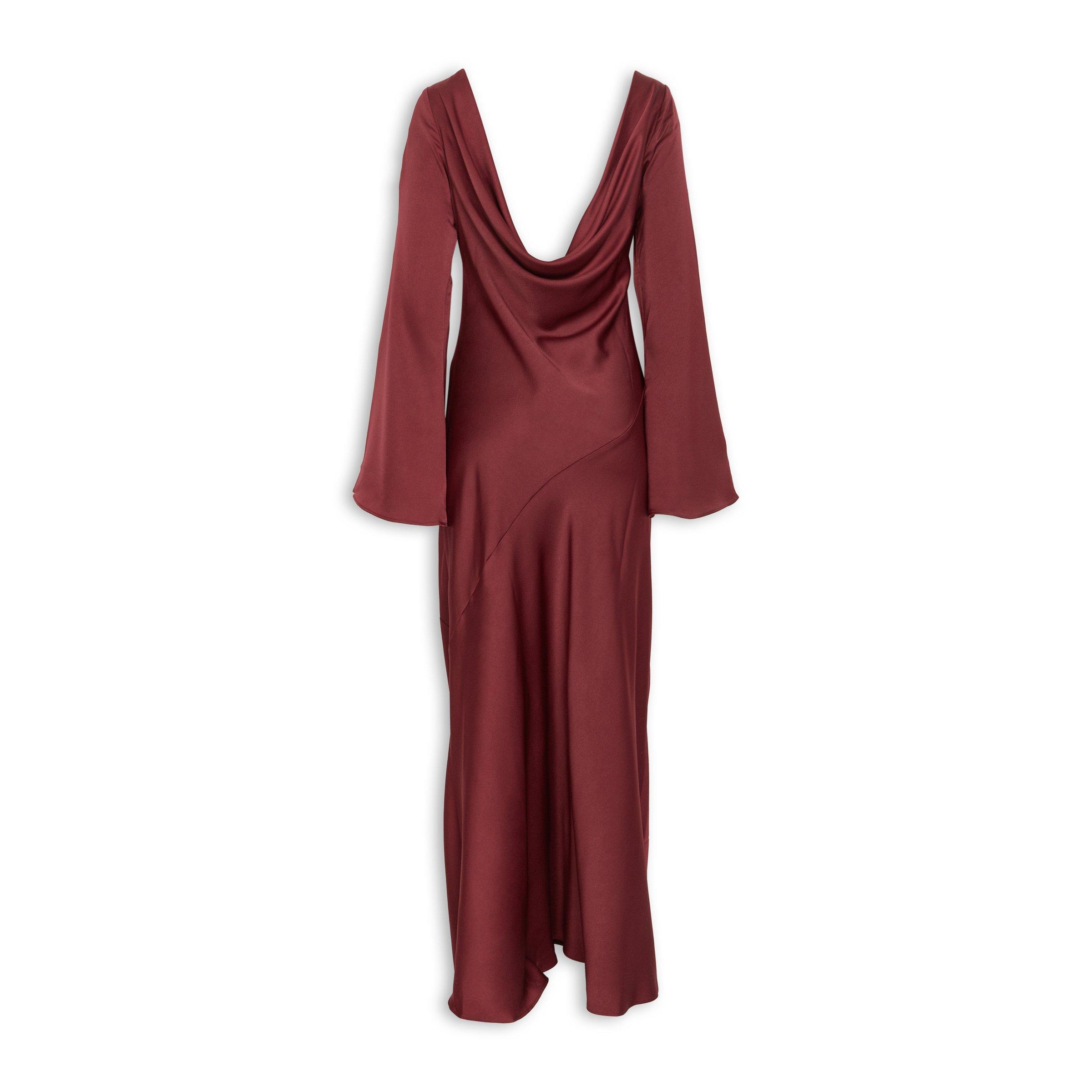 Burgundy Long Sleeve Cowl Dress (3226016) | Arlow