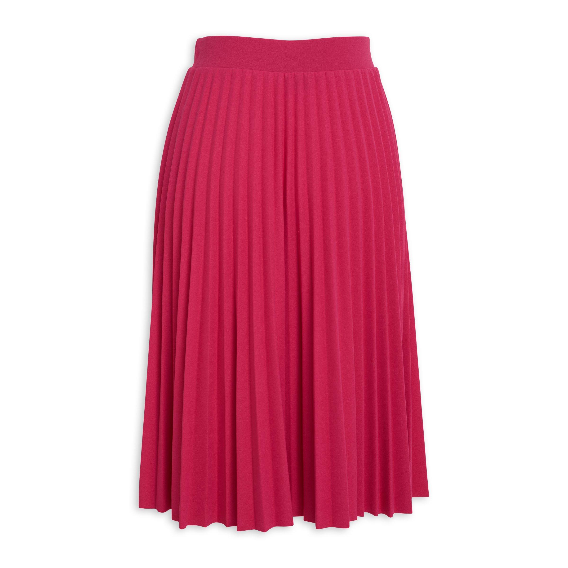Hot Pink Crepe Pleated Skirt (3226053) | Identity