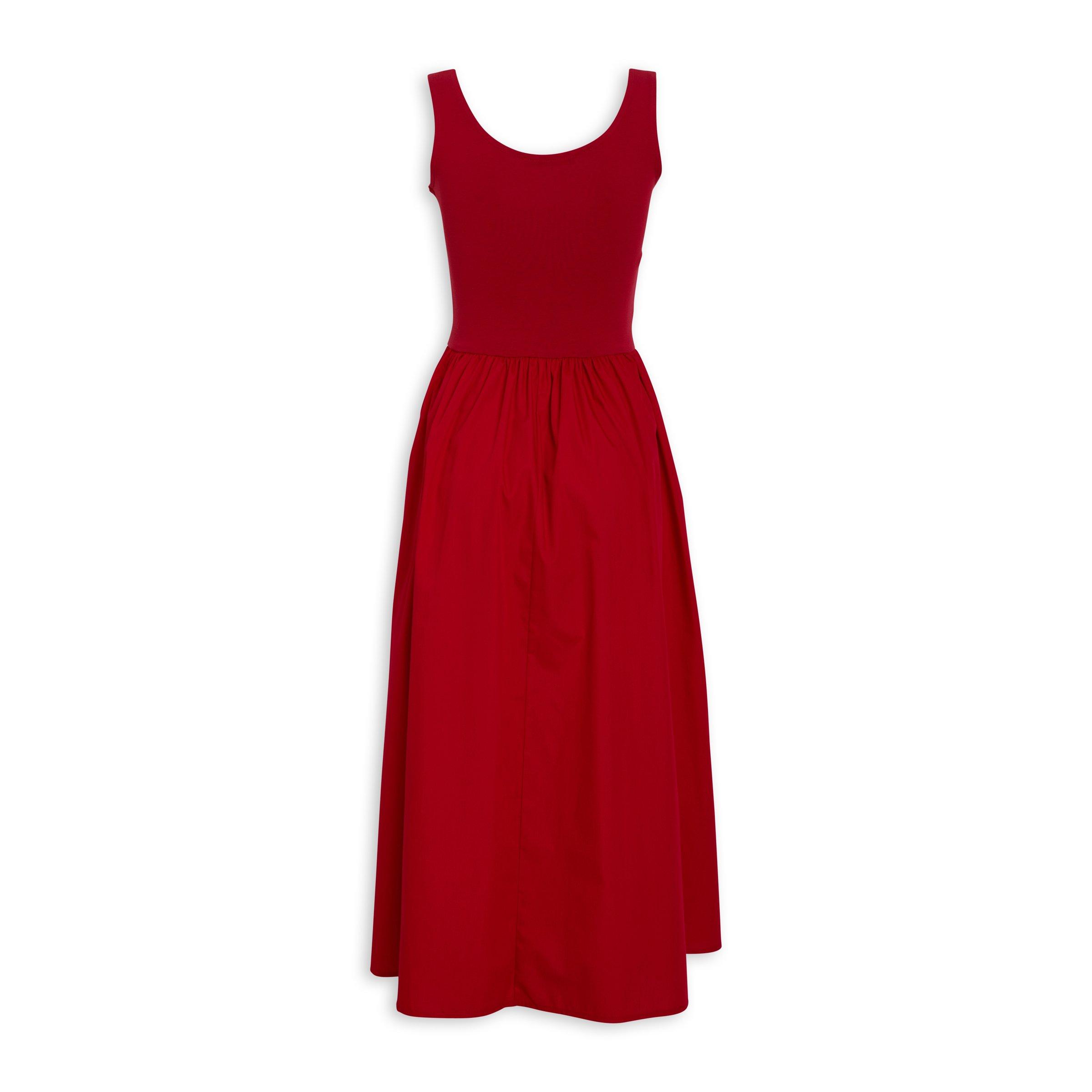 Red Fabric Combo Midi Dress (3226157) | Basix