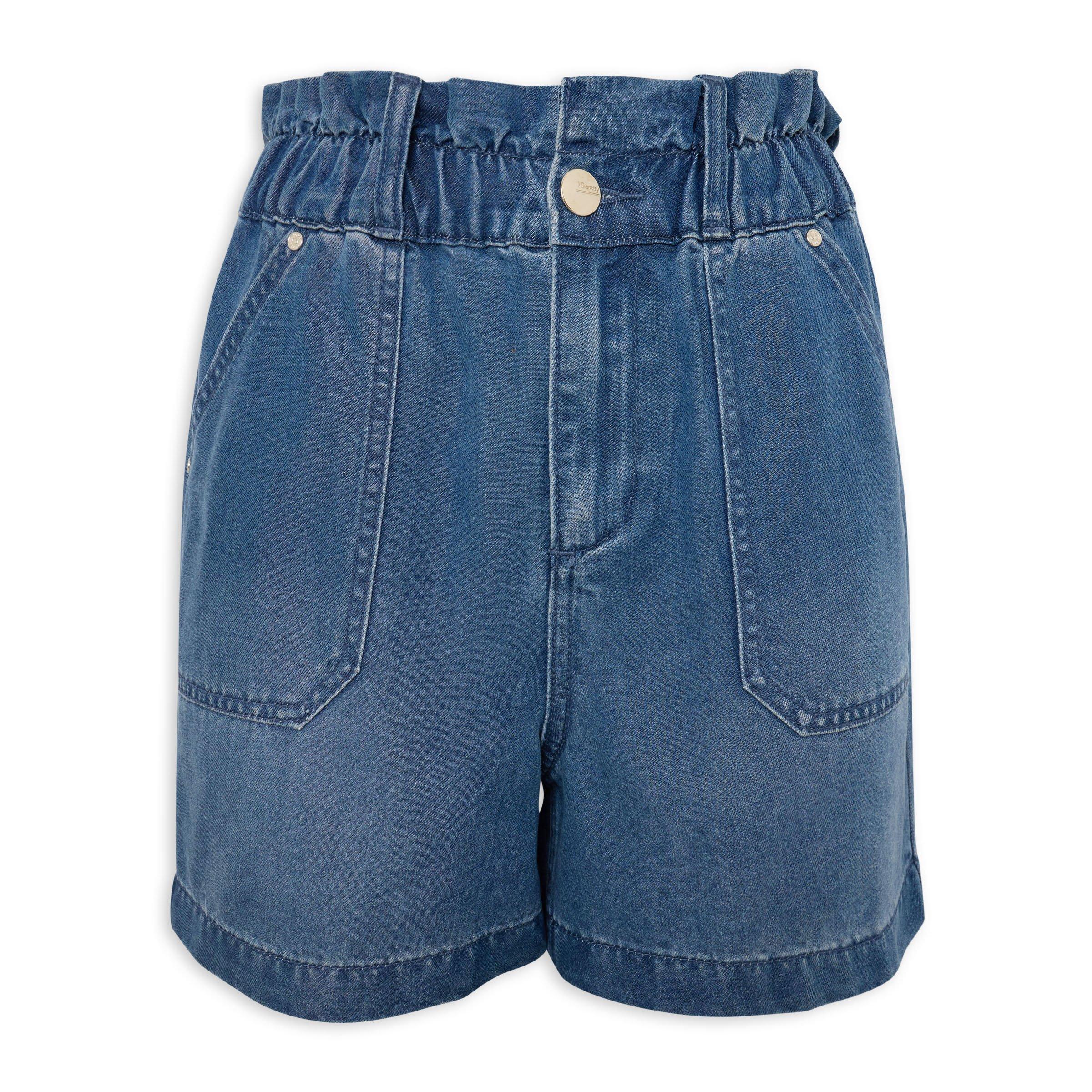 Dark Wash Paperbag Denim Shorts (3226573) | Identity