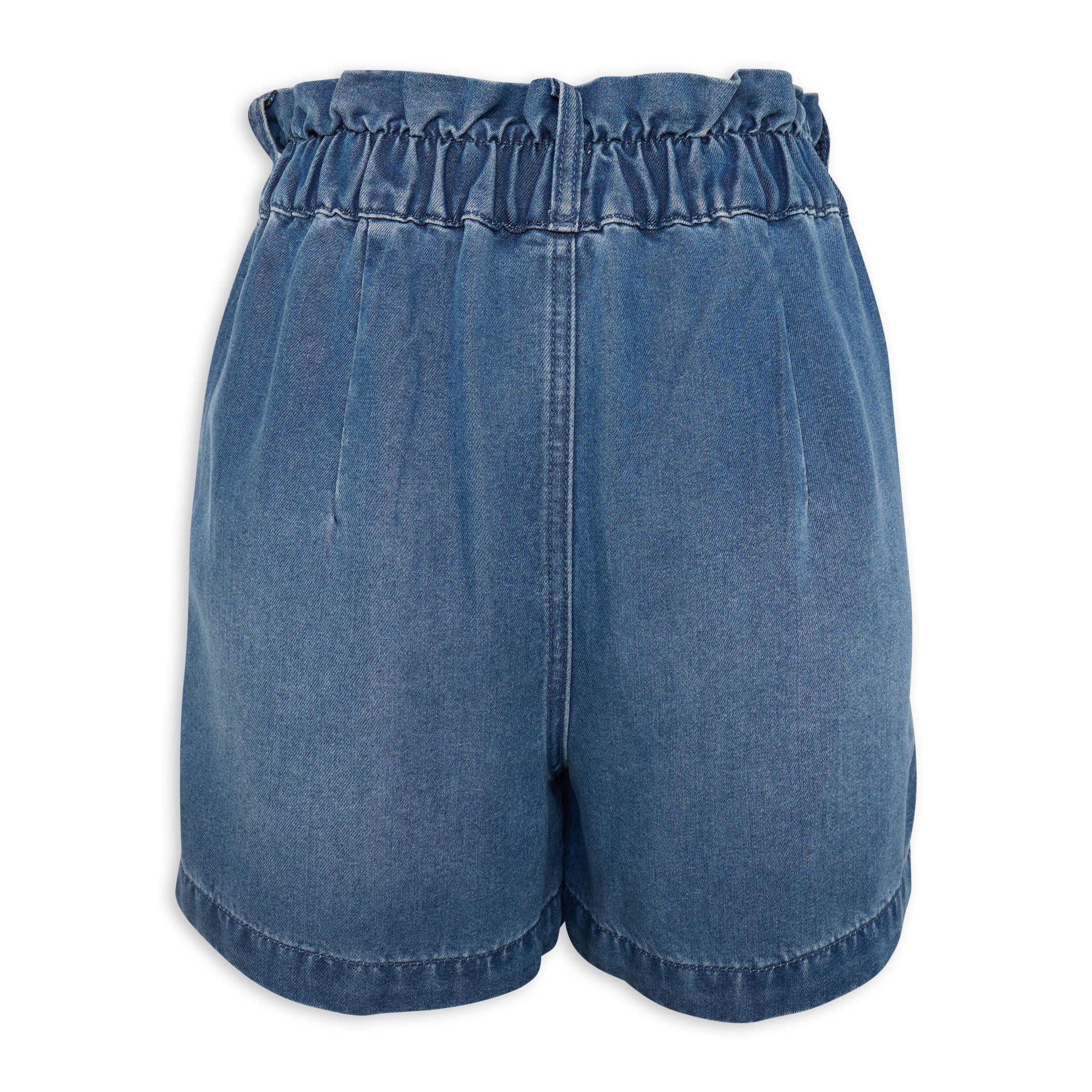 Dark Wash Paperbag Denim Shorts (3226573) | Identity