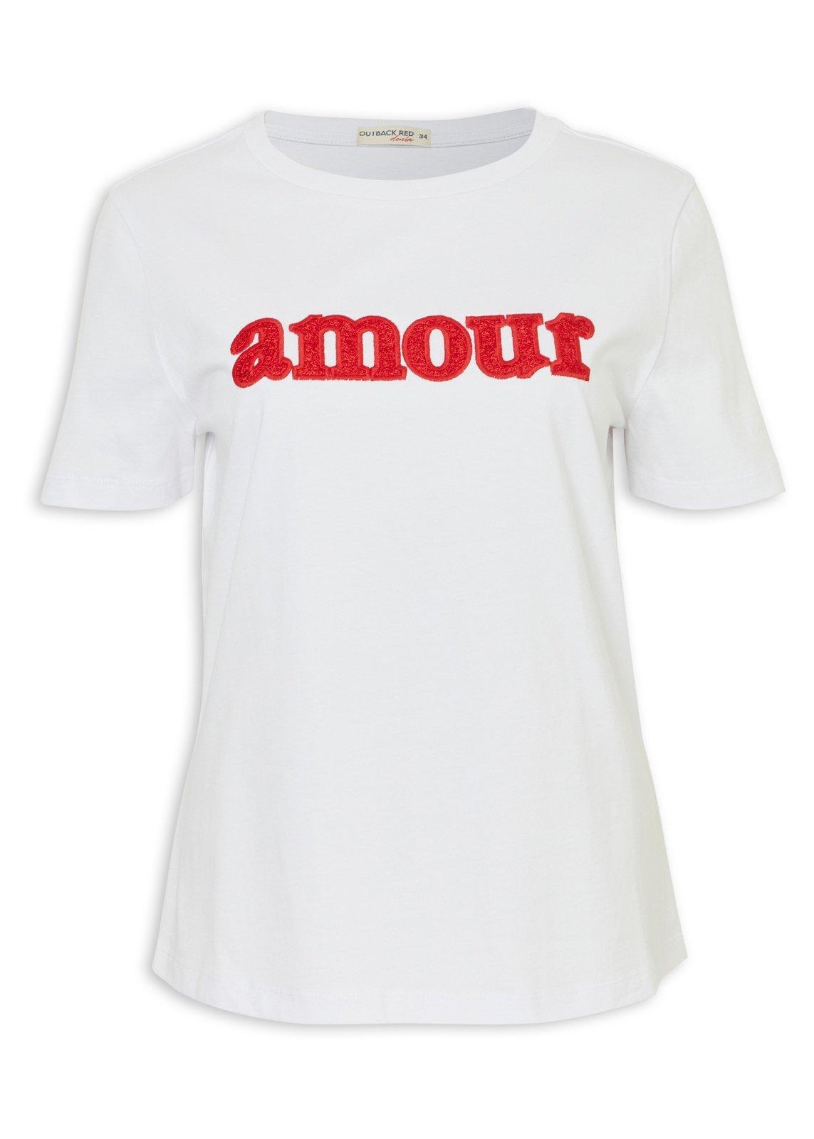 White T-shirt with Flocked Slogan (3227040) | OUTBACK RED