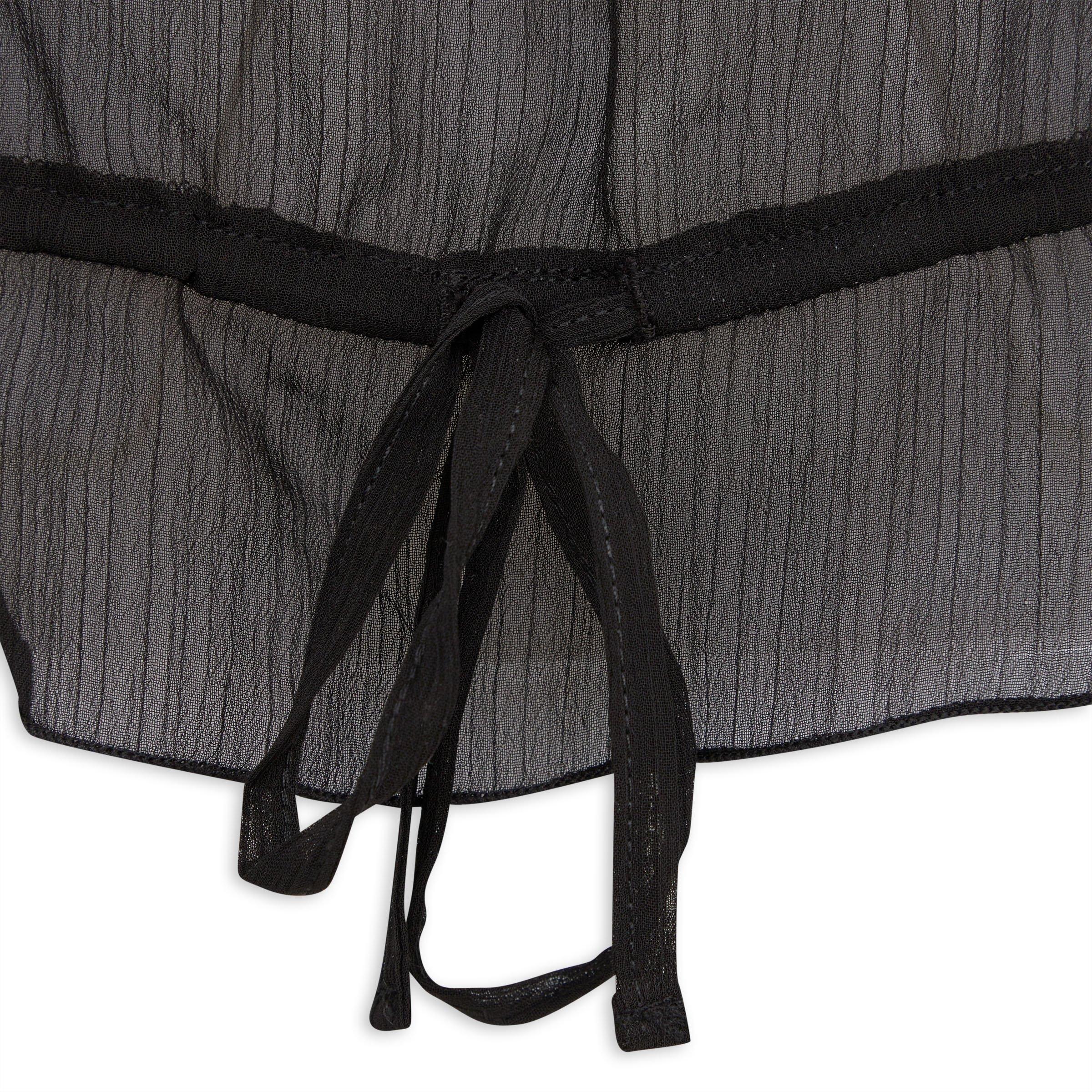 Black Chiffon Off Shoulder Top (3227058) | Identity