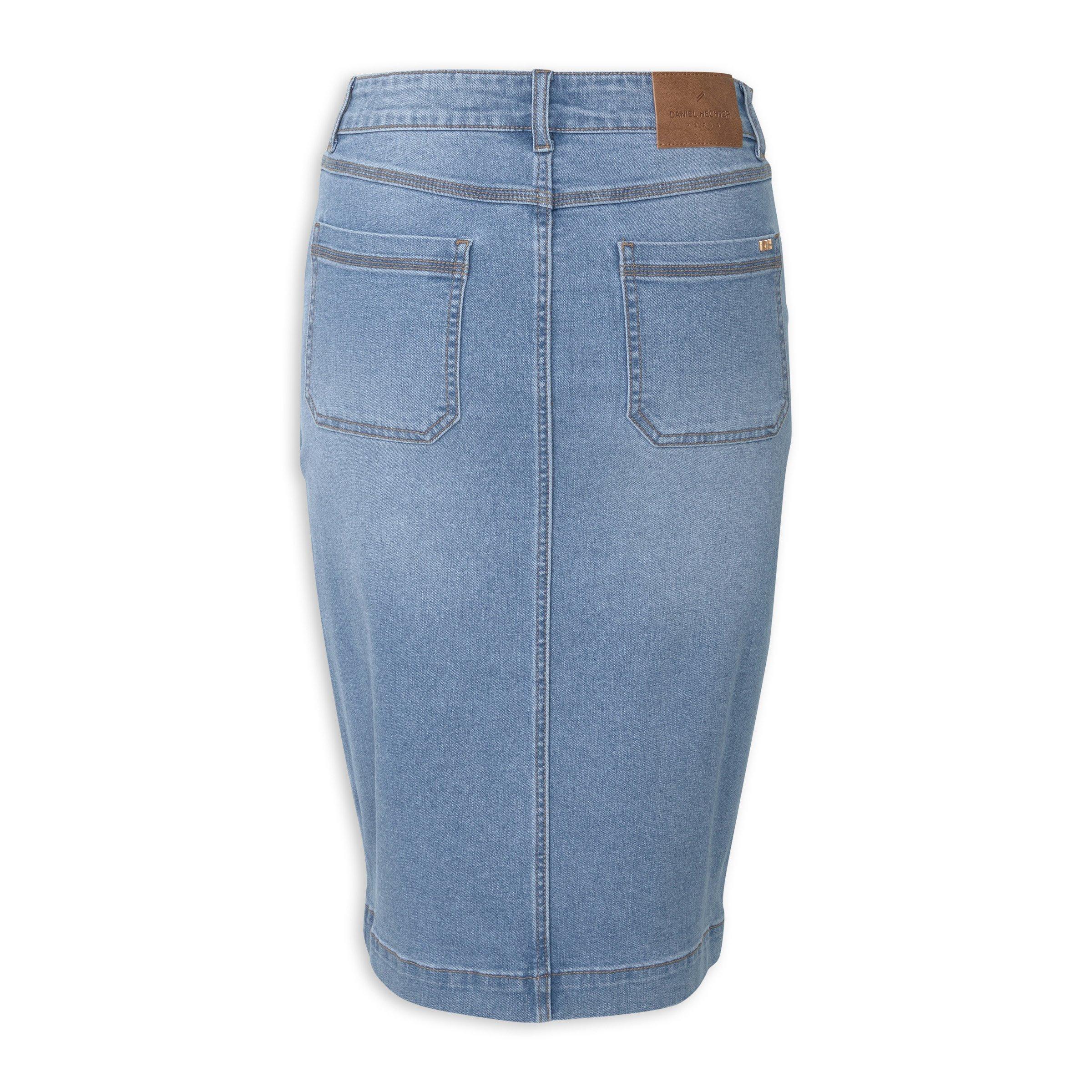 Light Wash Belted Denim Pencil Skirt (3227247) | Daniel Hechter