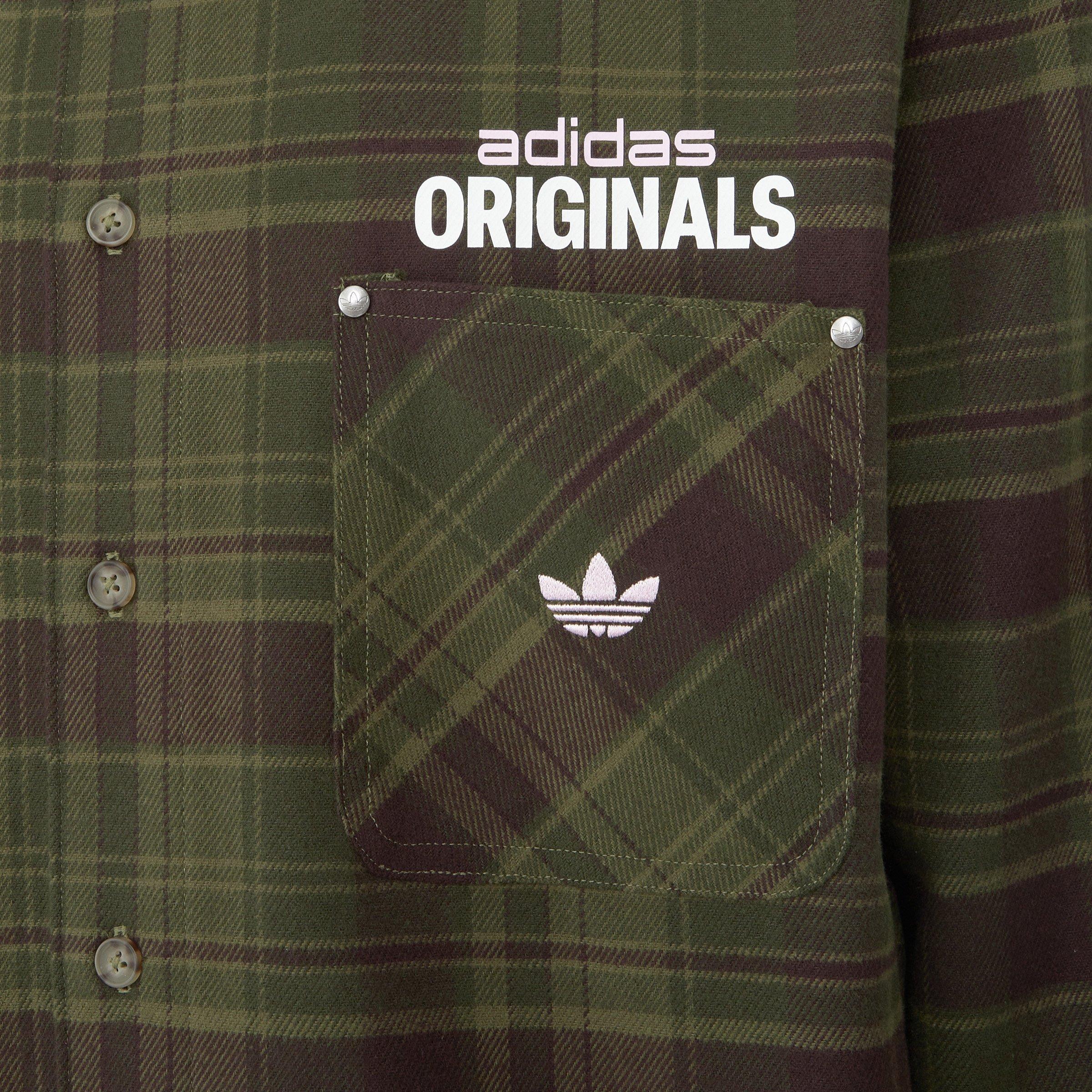 Green Flannel Long Sleeve Work Shirt (3227294) | Adidas