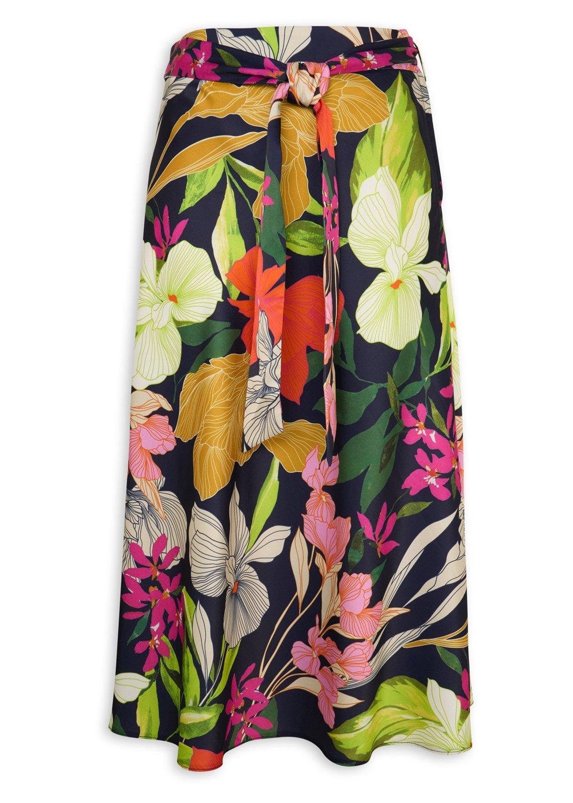 Floral Print Satin Midi Skirt (3227400) | Daniel Hechter