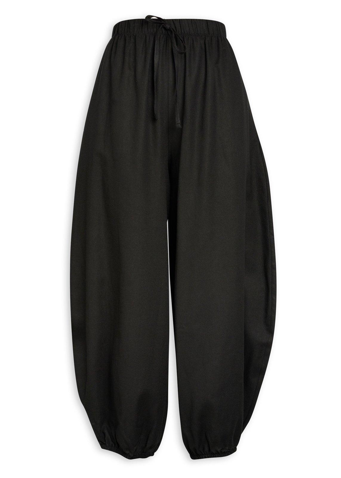 Black Linen Parachute Pants (3227813) | Basix