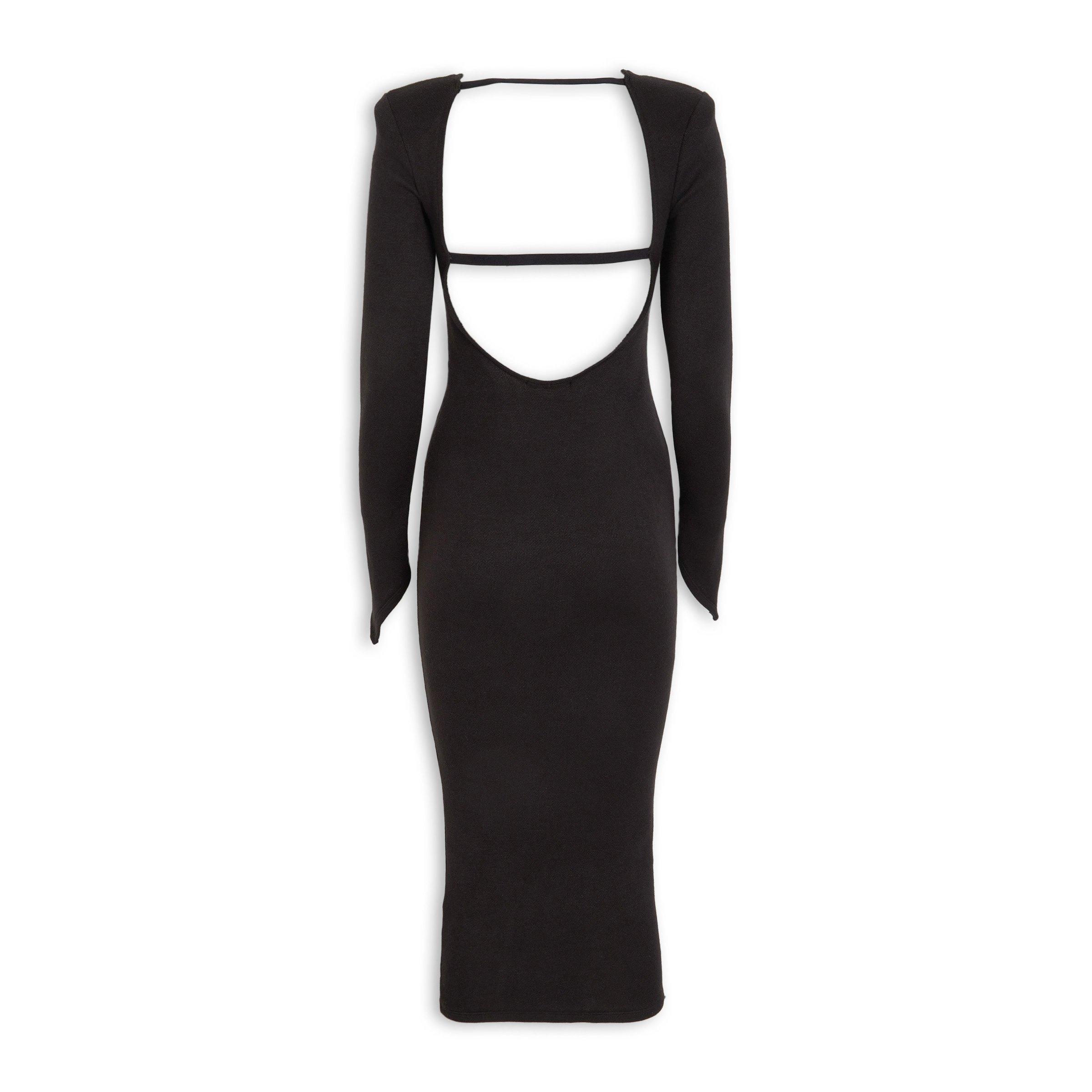 strapless open back dress Romantic Open-back Midi Dress in black main image 0