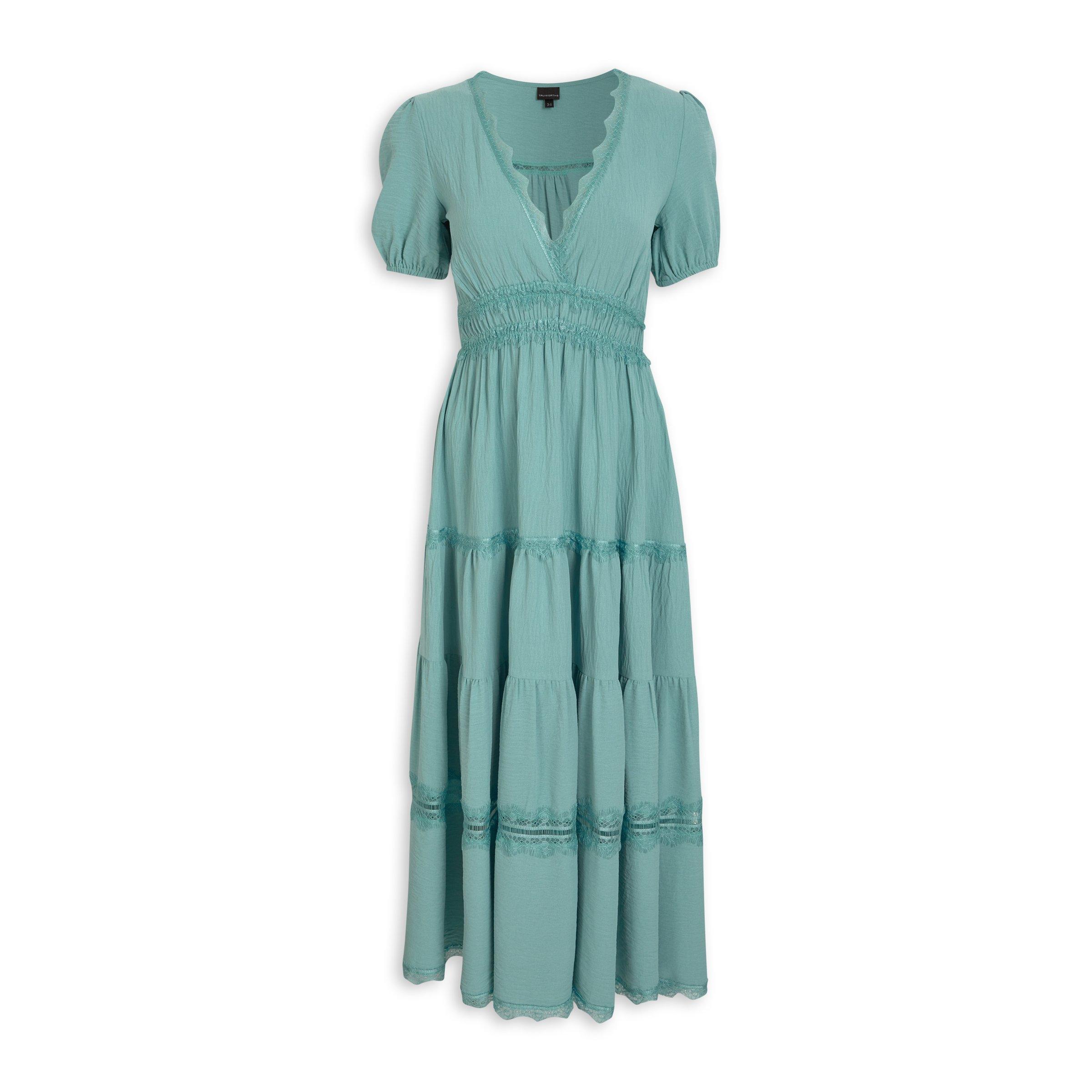 Blue Fit and Flare Tiered Dress (3229094)