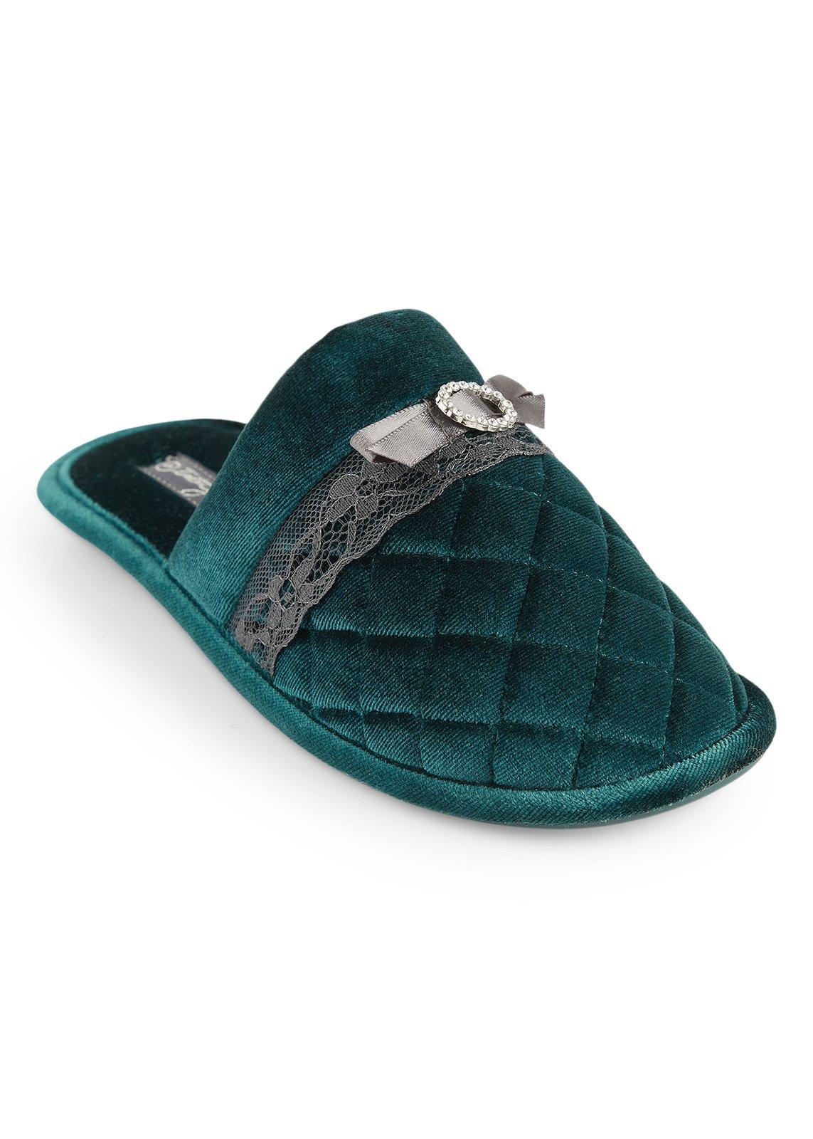 Teal Velour Closed Toe Slippers (3229373) | Truworths