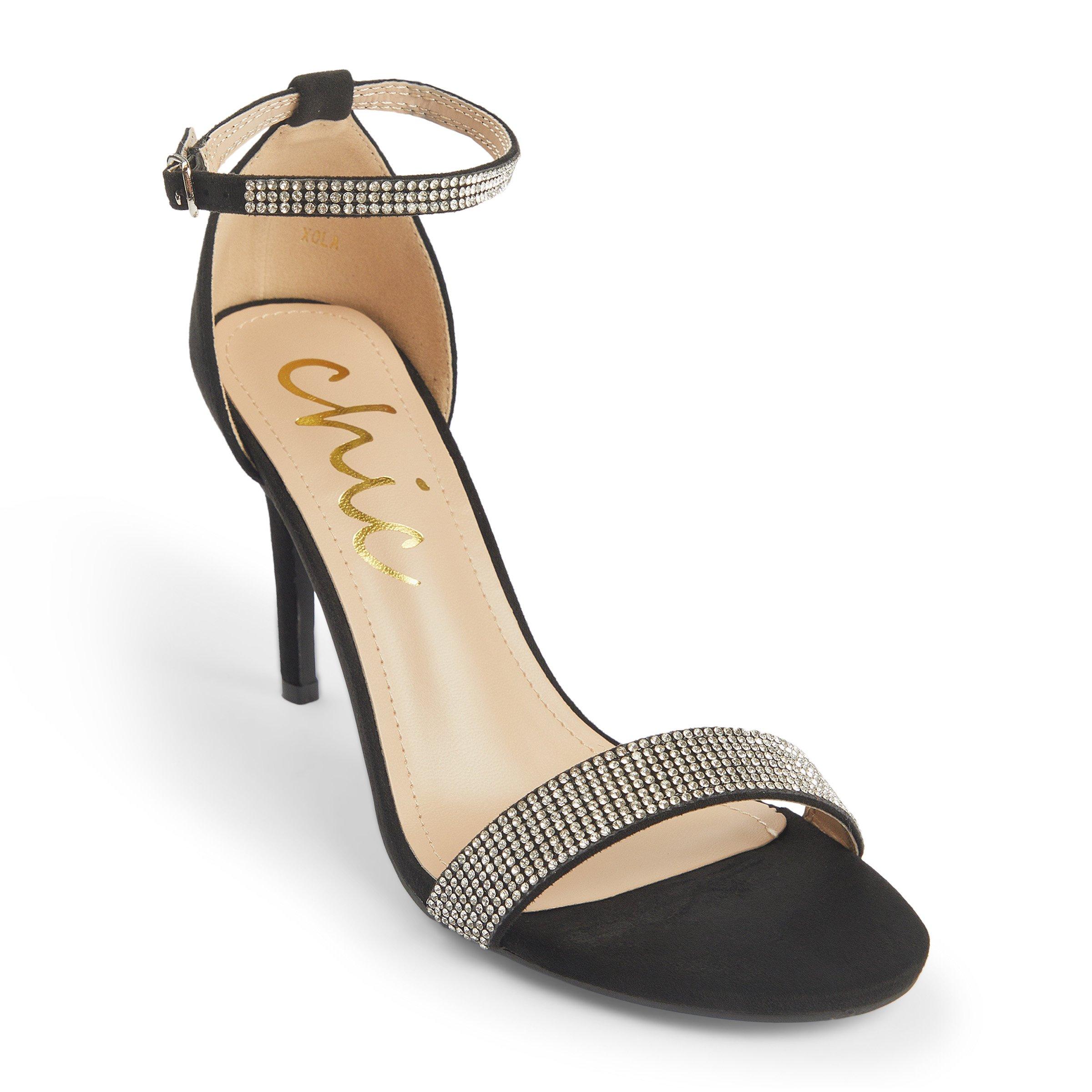 Black Suede Diamante Heels (3229583) | Chic
