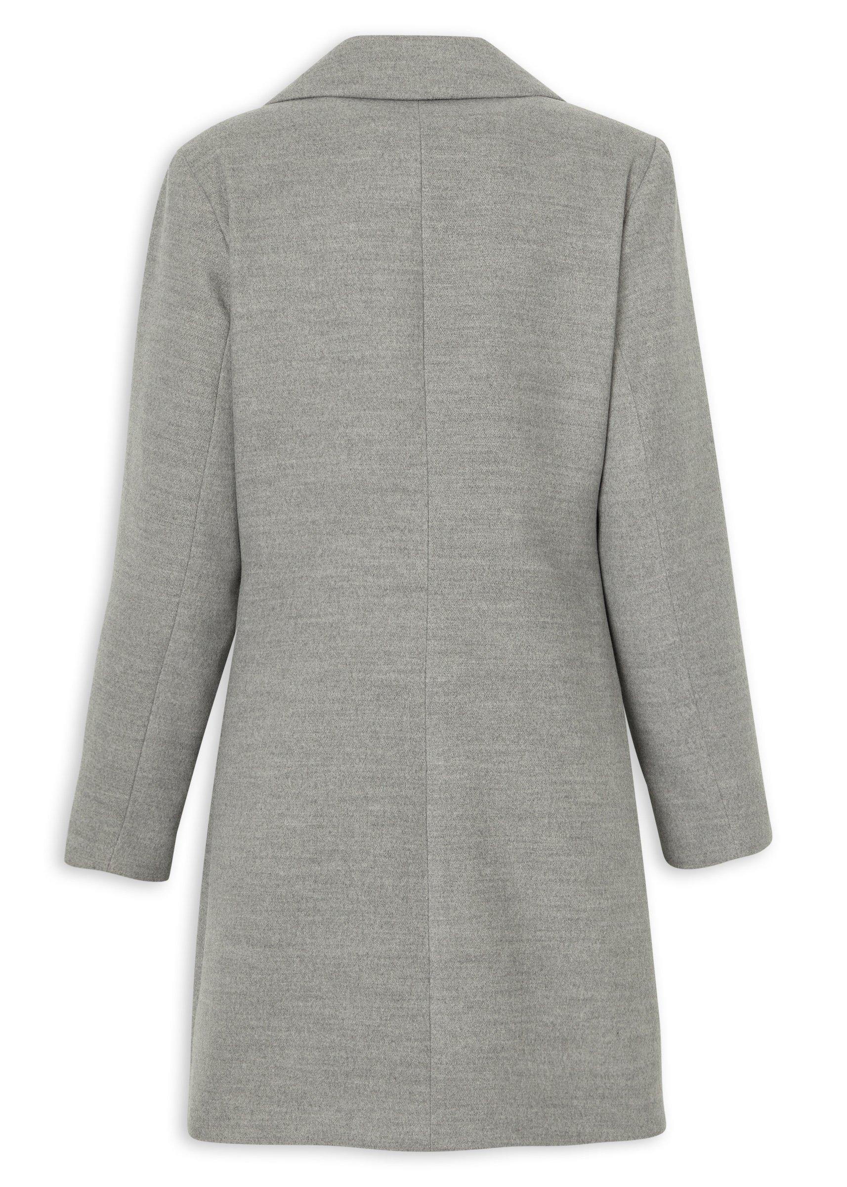 Grey Tailored Longline Melton Coat (3230120) | Inwear