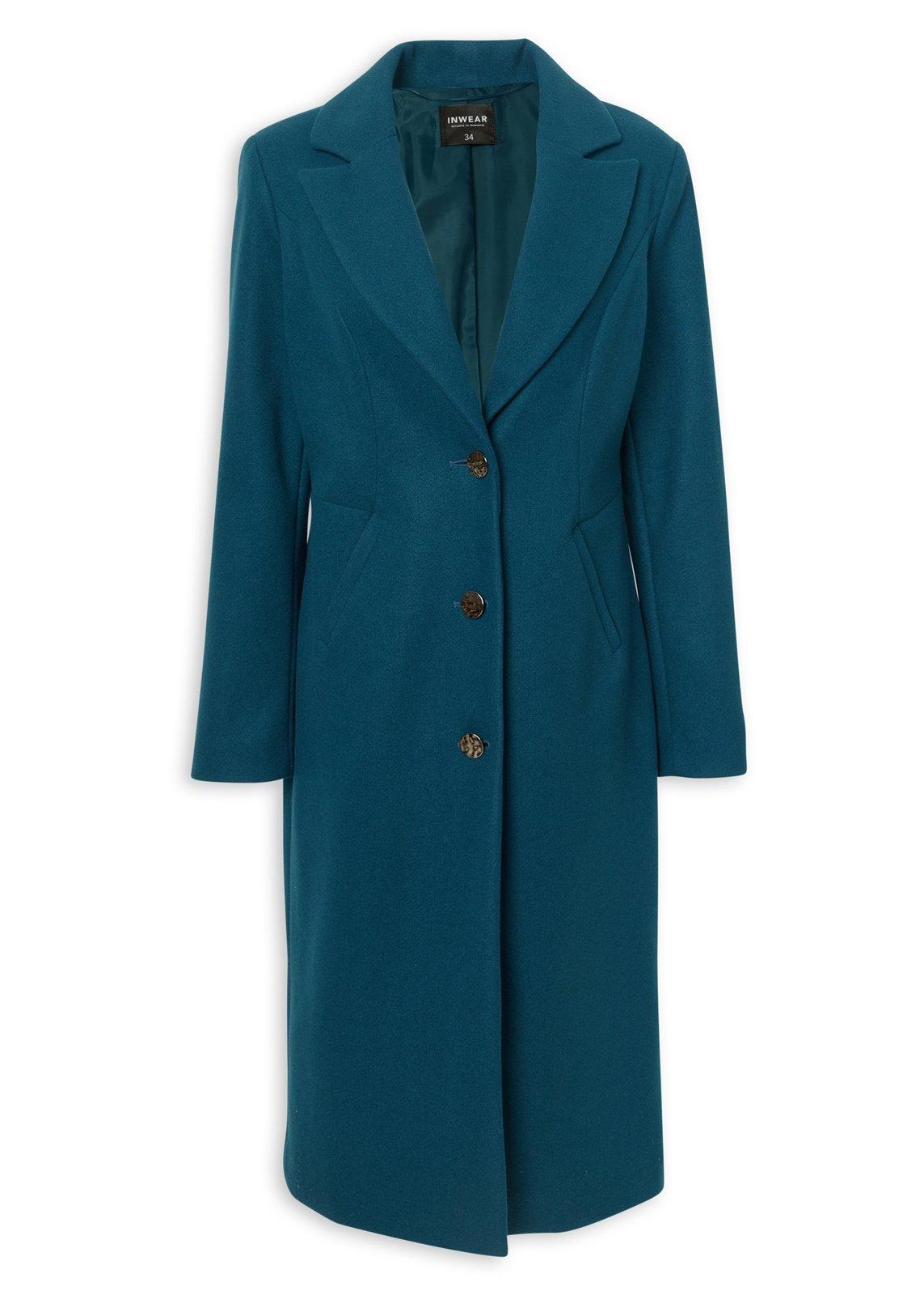 Teal Blue Tailored Melton Coat (3230128) | Inwear