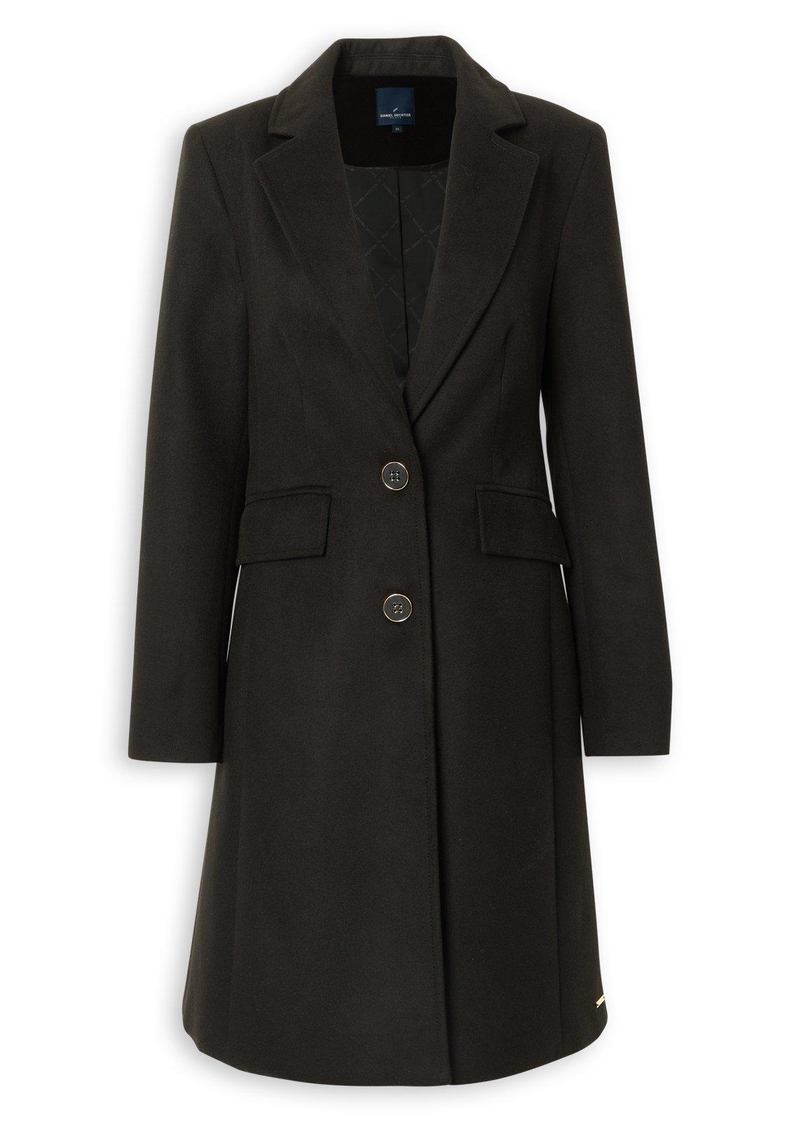Black Melton Longer Length Coat (3230542) | Daniel Hechter