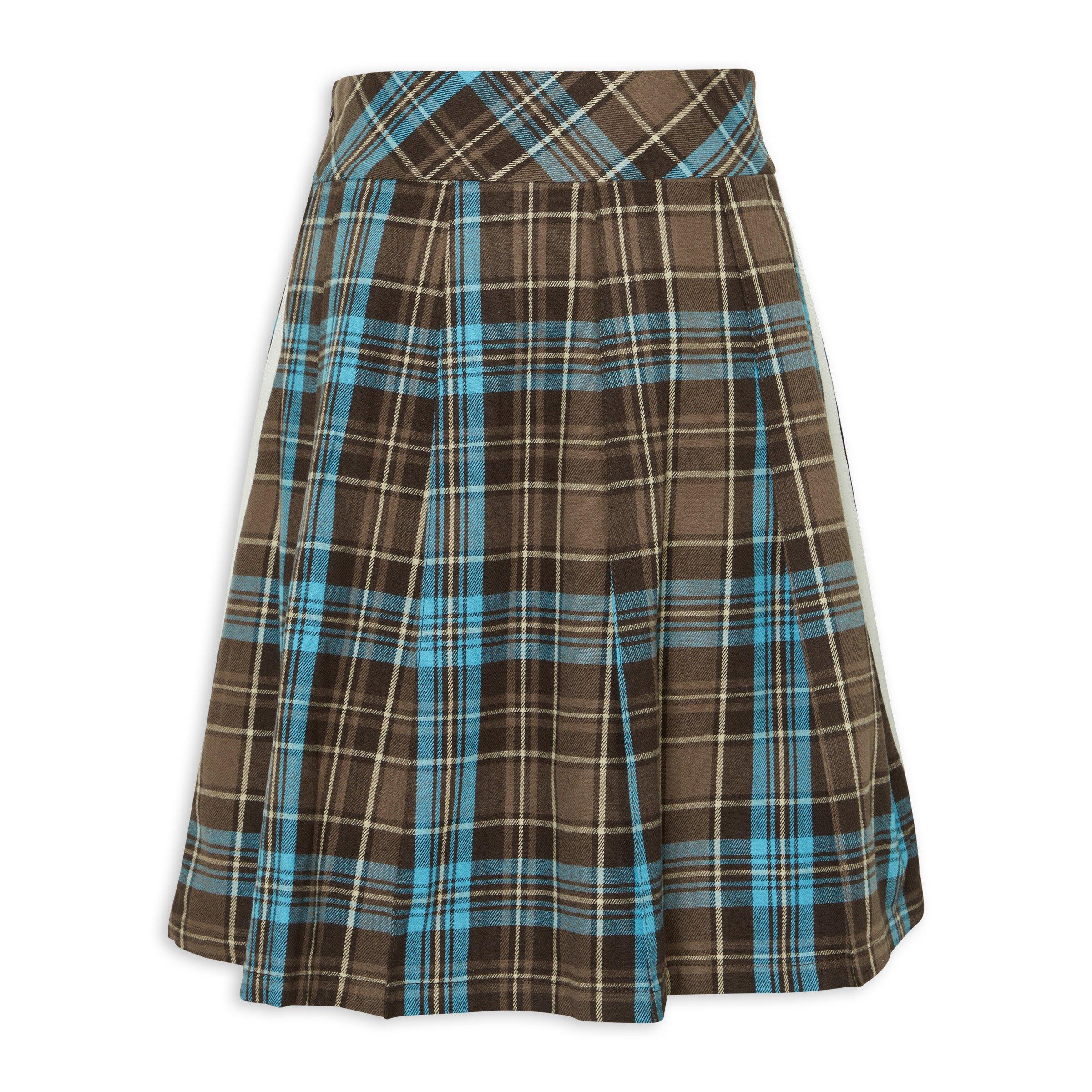 Brown Pleated Check Skirt (3230565) | Adidas