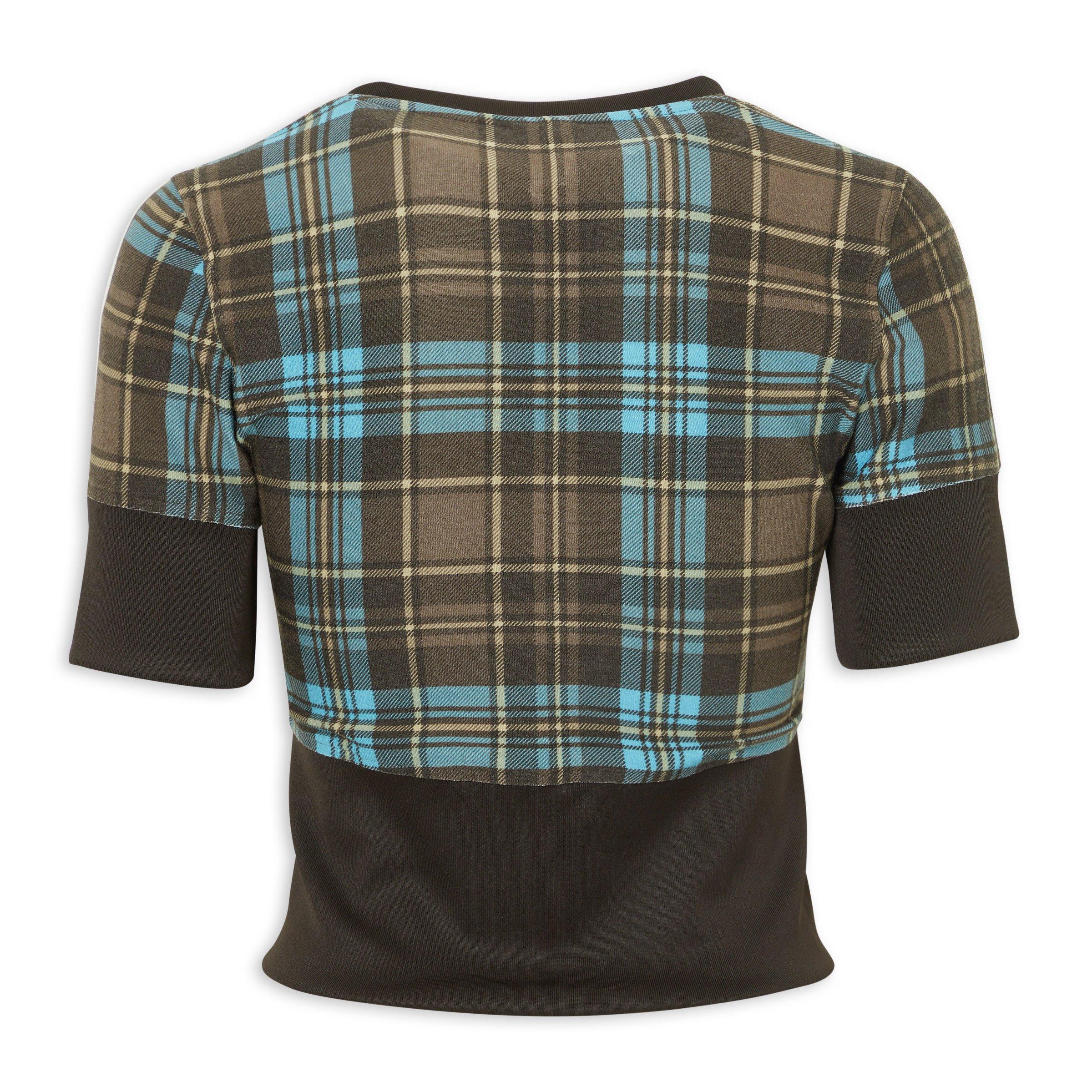 Brown Checked V-Neck Shirt With Buttons (3230568) | Adidas