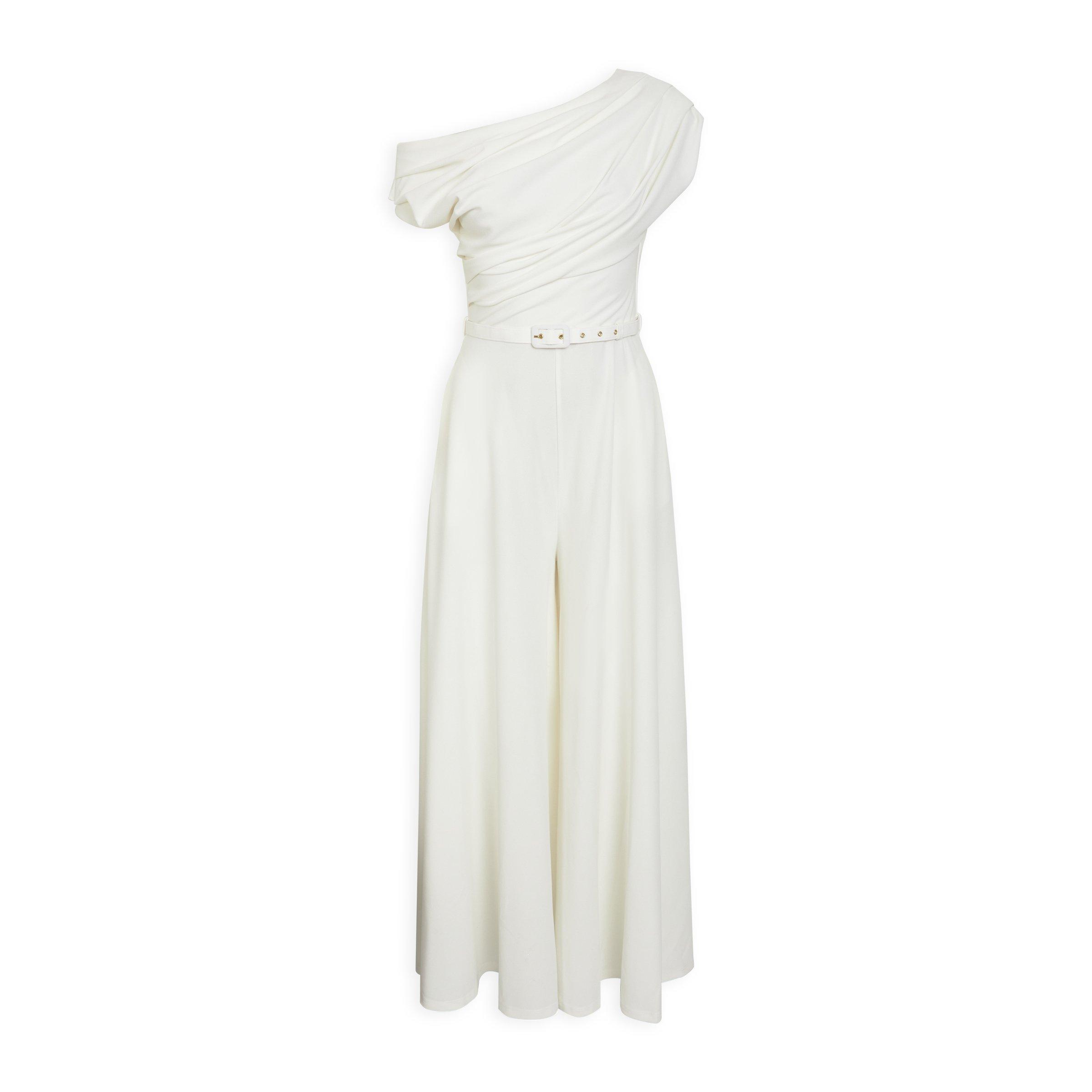 Ivory Drop Shoulder Belted Jumpsuit (3231313) | X&O Ladies