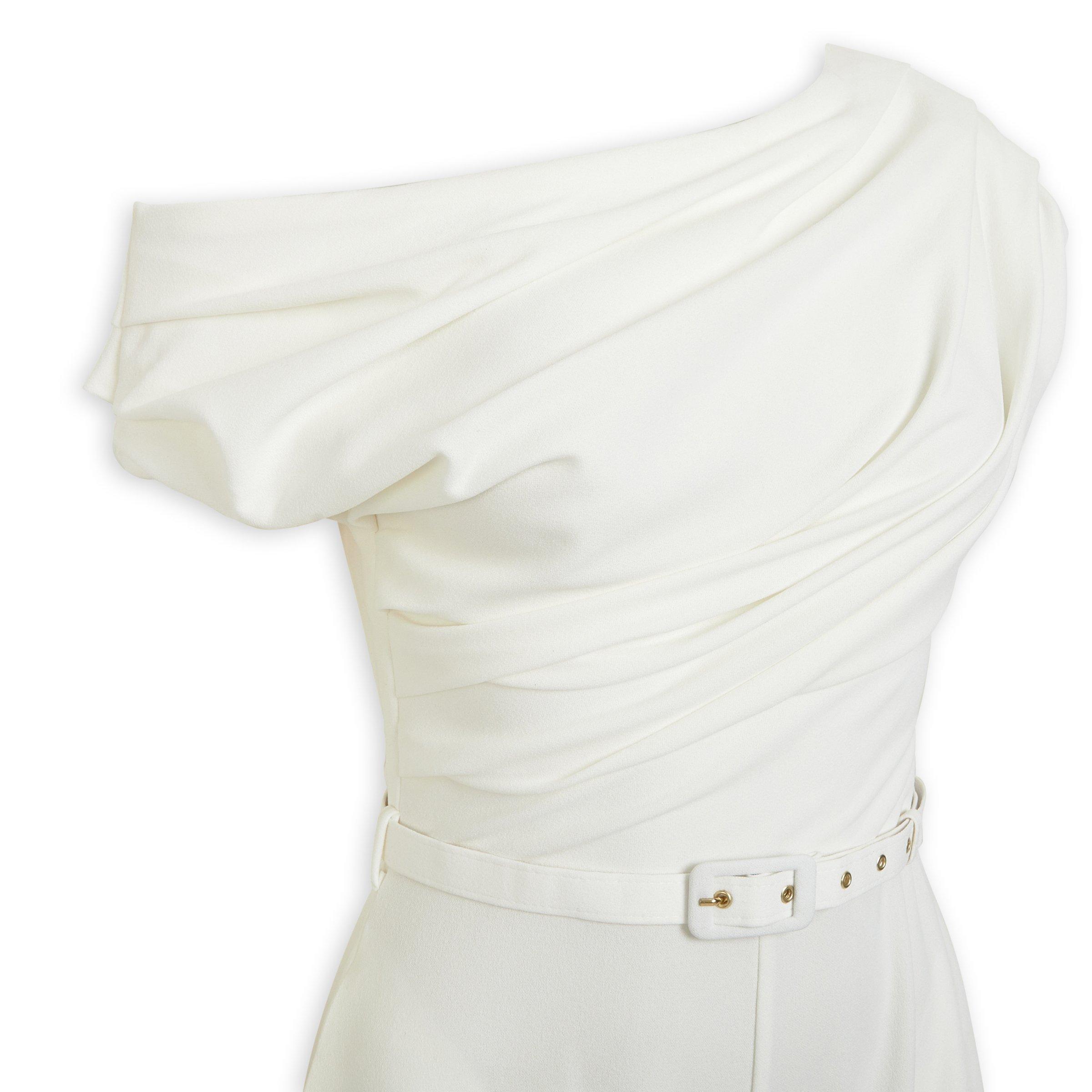 Ivory Drop Shoulder Belted Jumpsuit (3231313) | X&O Ladies