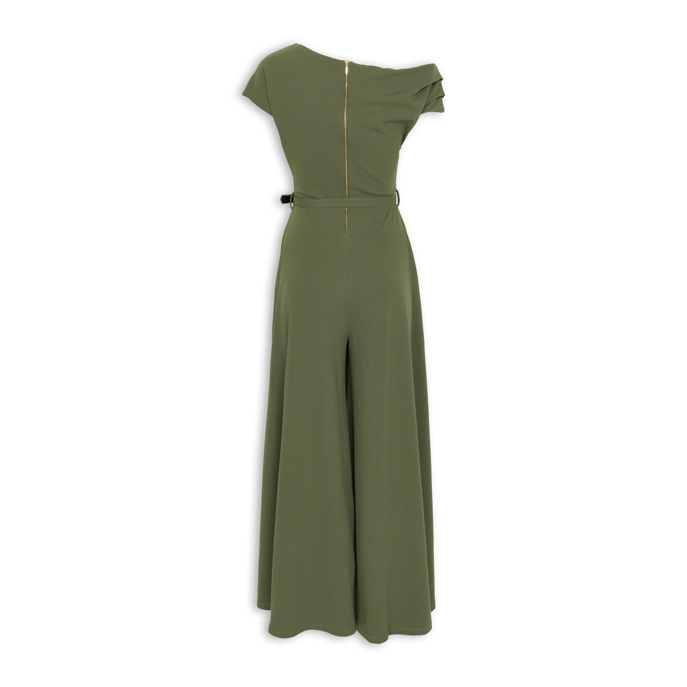 Olive Green Drop Shoulder Jumpsuit (3231319) | X&O Ladies