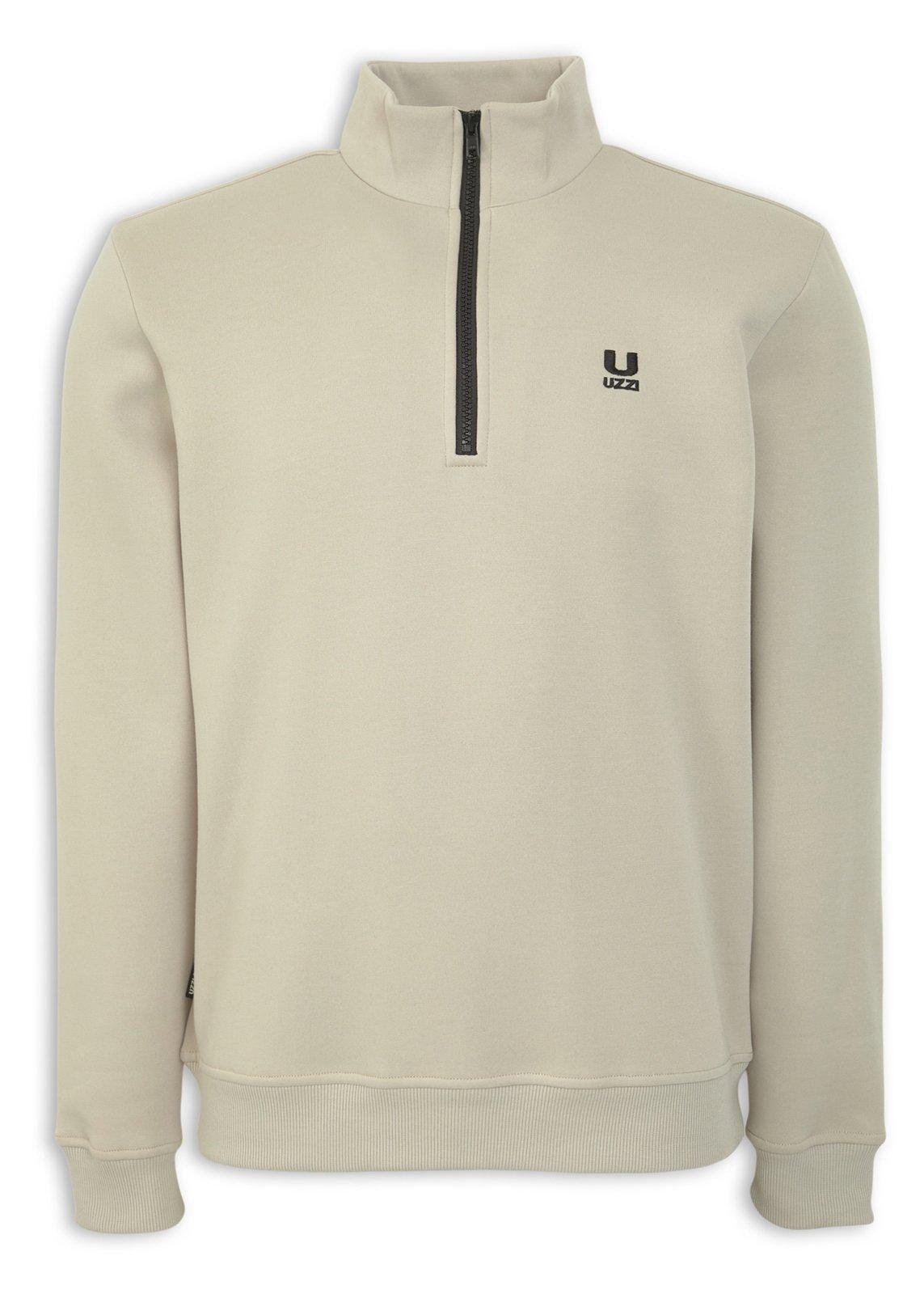 Beige Quarter-zip Sweat Top (3232224) | UZZI