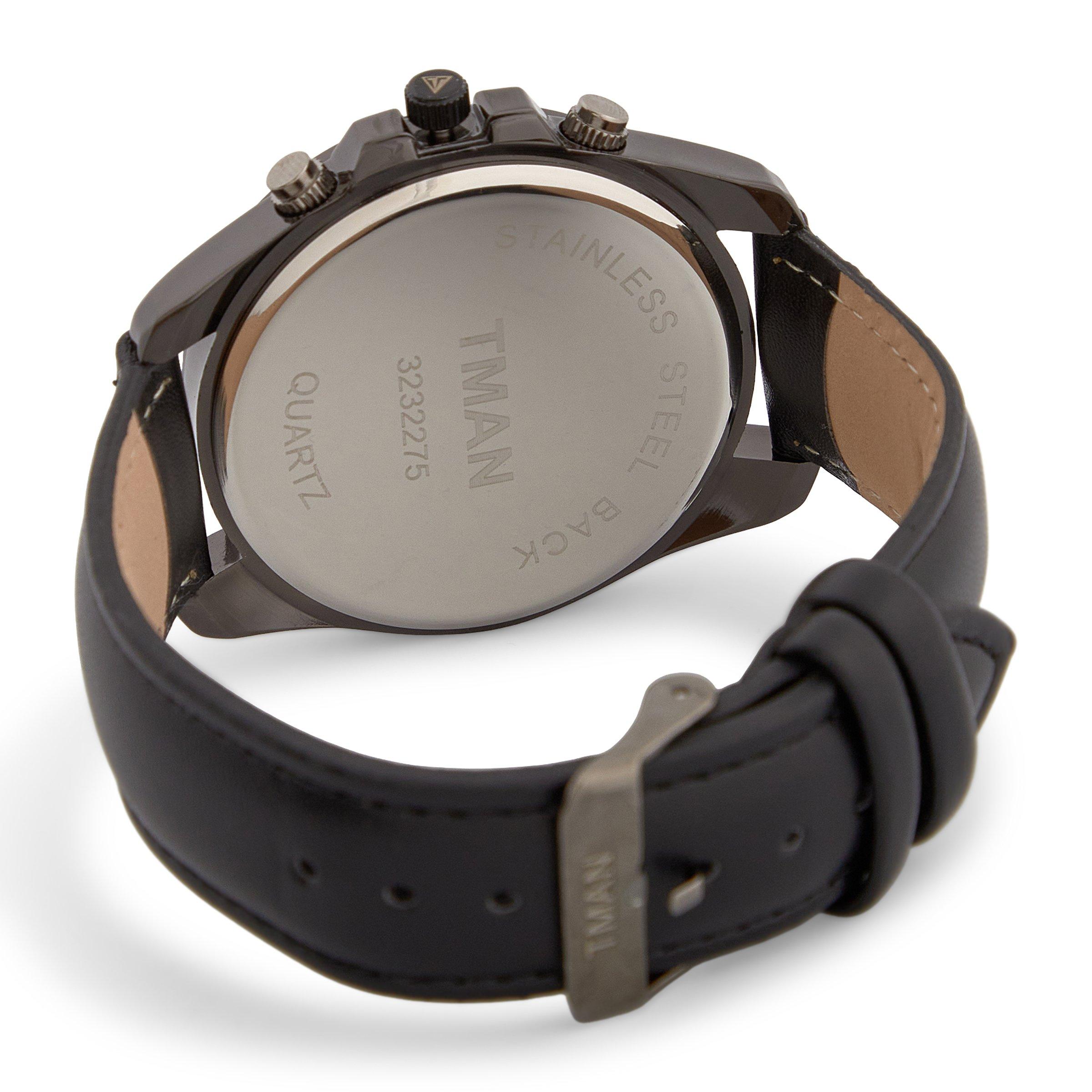 TMAN Black and Gunmetal PU Watch (3232275) | Truworths Man
