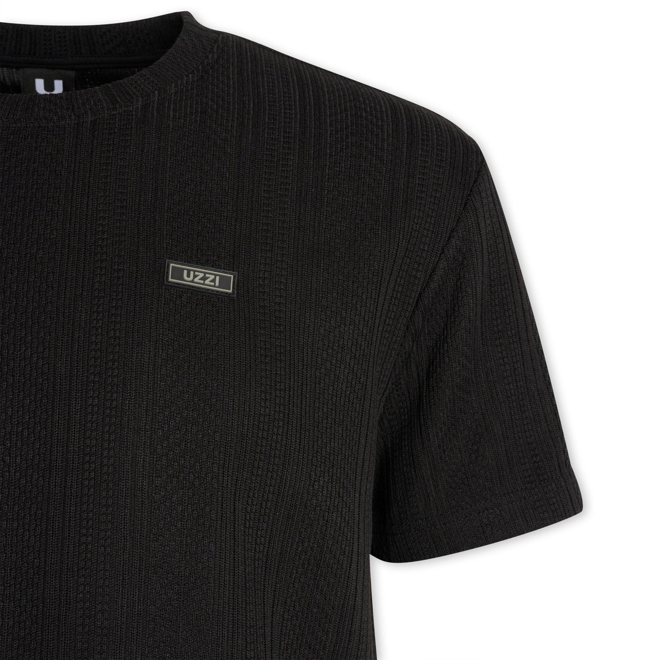 Black Knit Look T-Shirt (3232520) | UZZI