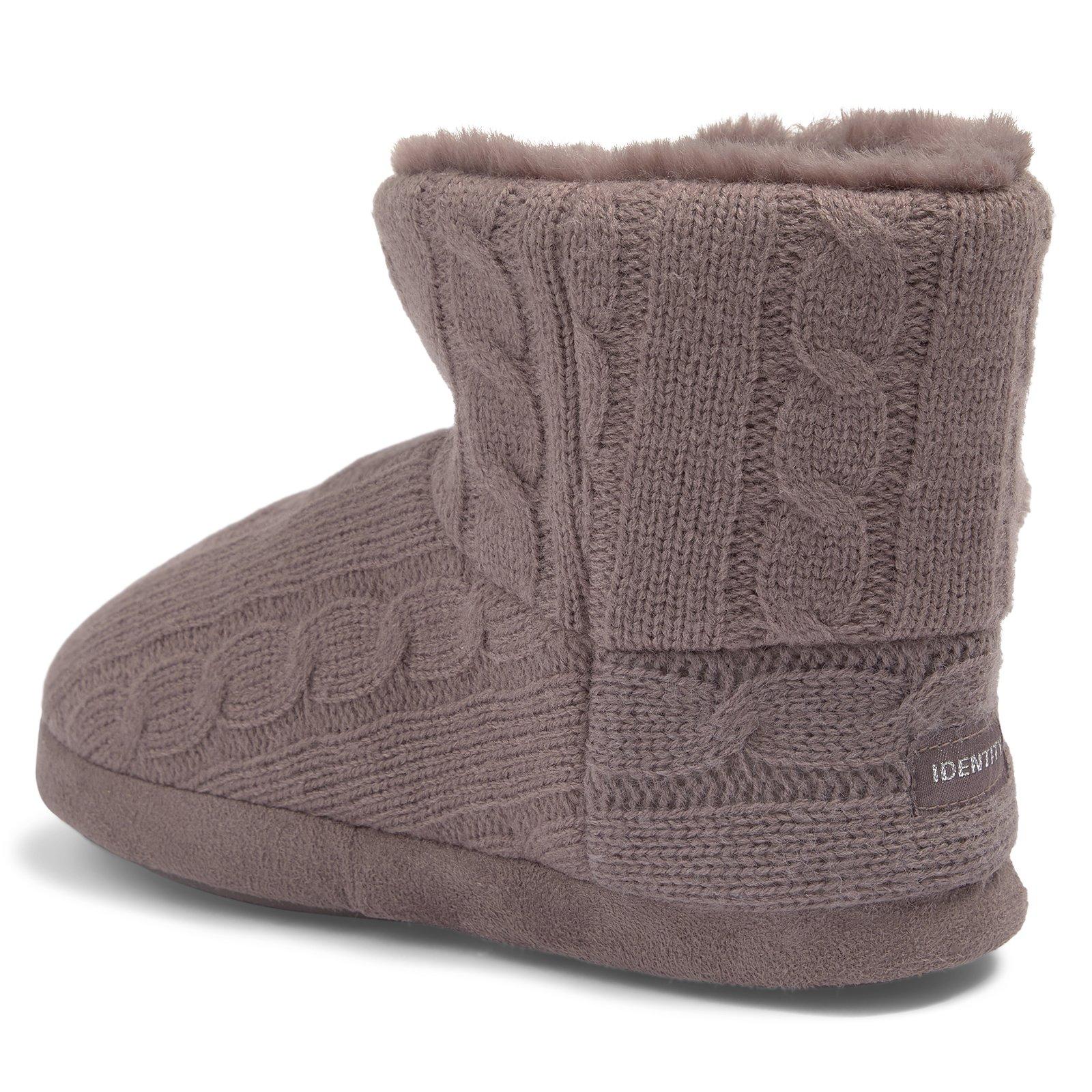 Mocha Cable Knit Slipper Boot (3232612) | Identity