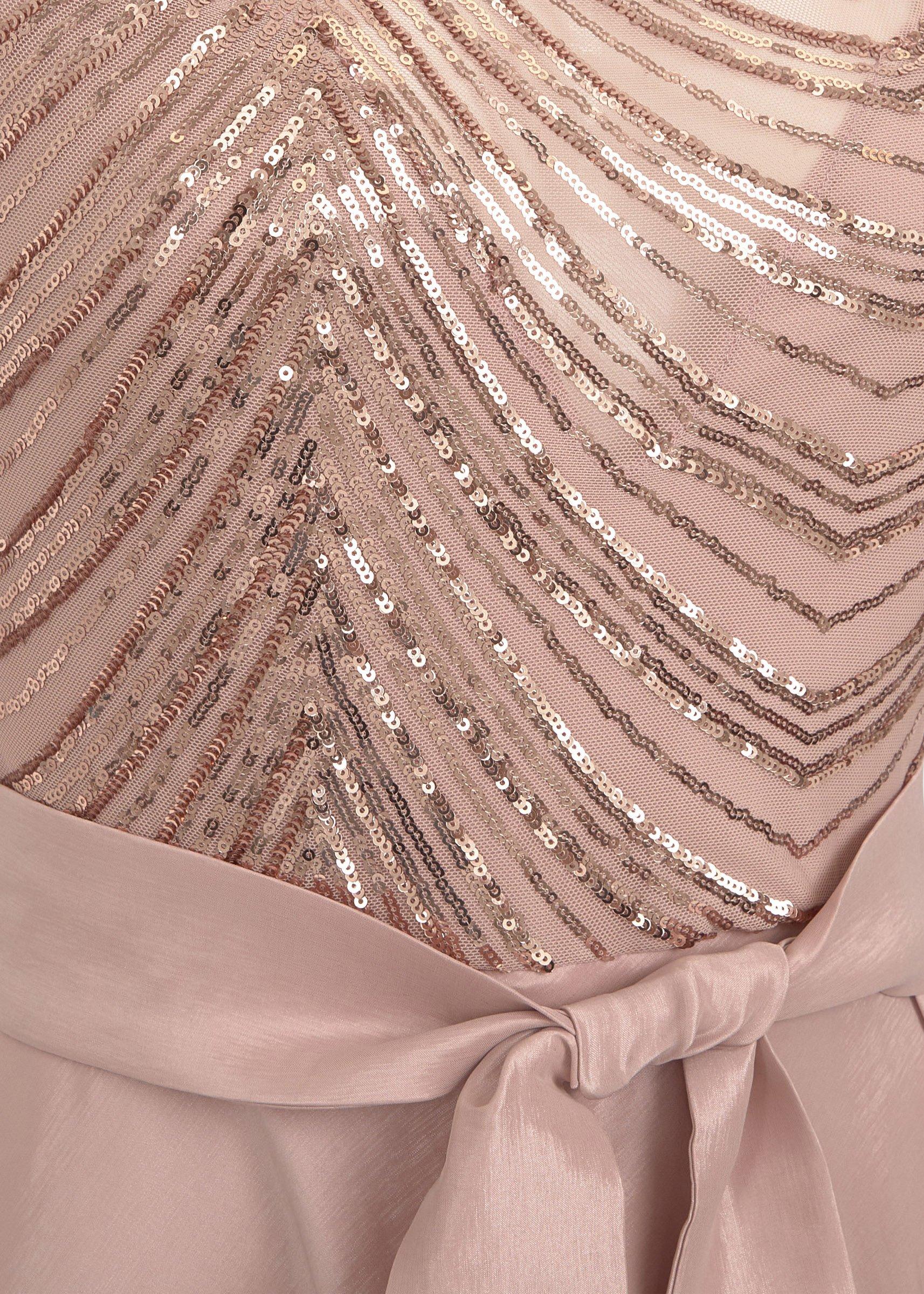 Pink Sequin Detail Ballgown Dress (3233013) | Emily Moon