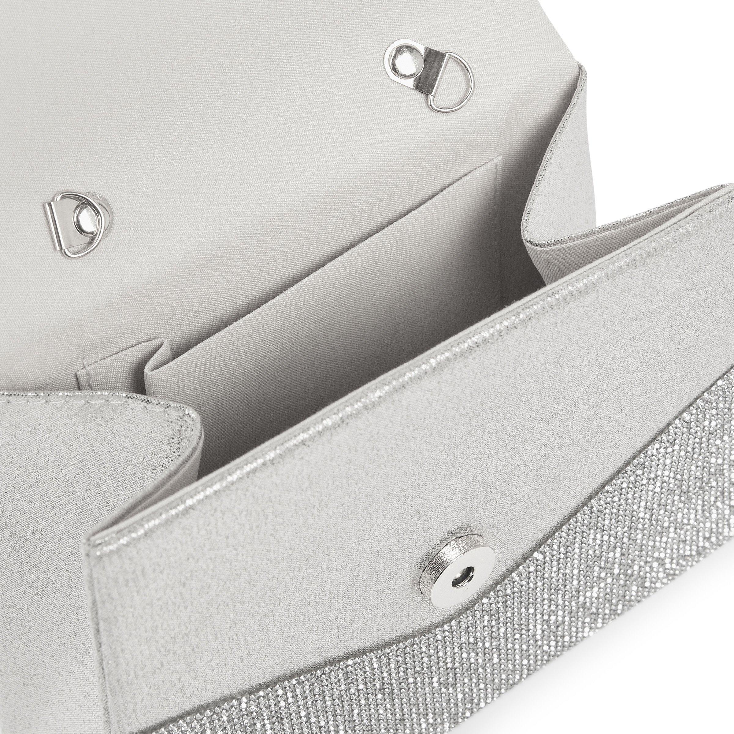 Silver Diamante Trapezium Clutch Bag (3233087) | 4Flavour Bags