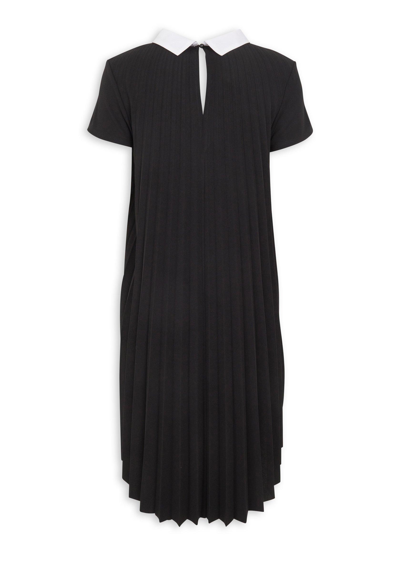 Black Pleated Mini Shift Dress (3233294) | Finnigans