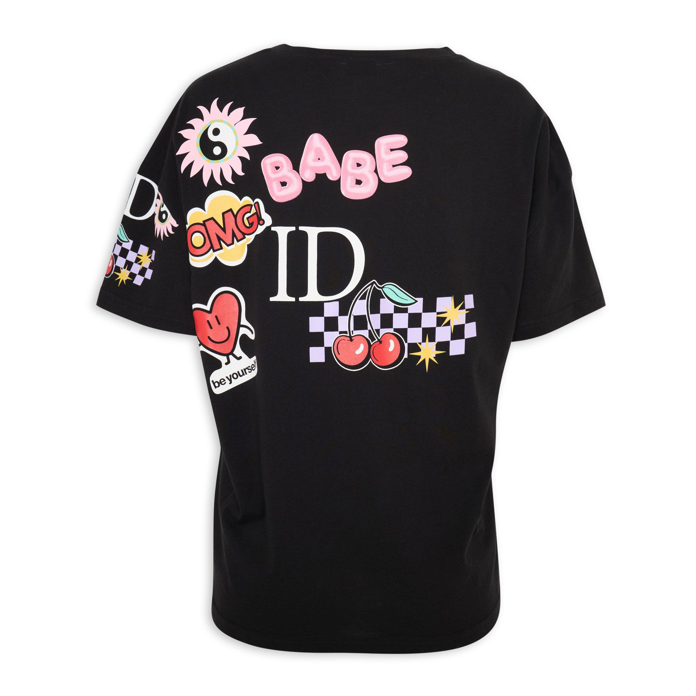 Black Oversized Graphic T-shirt (3233314) | Identity