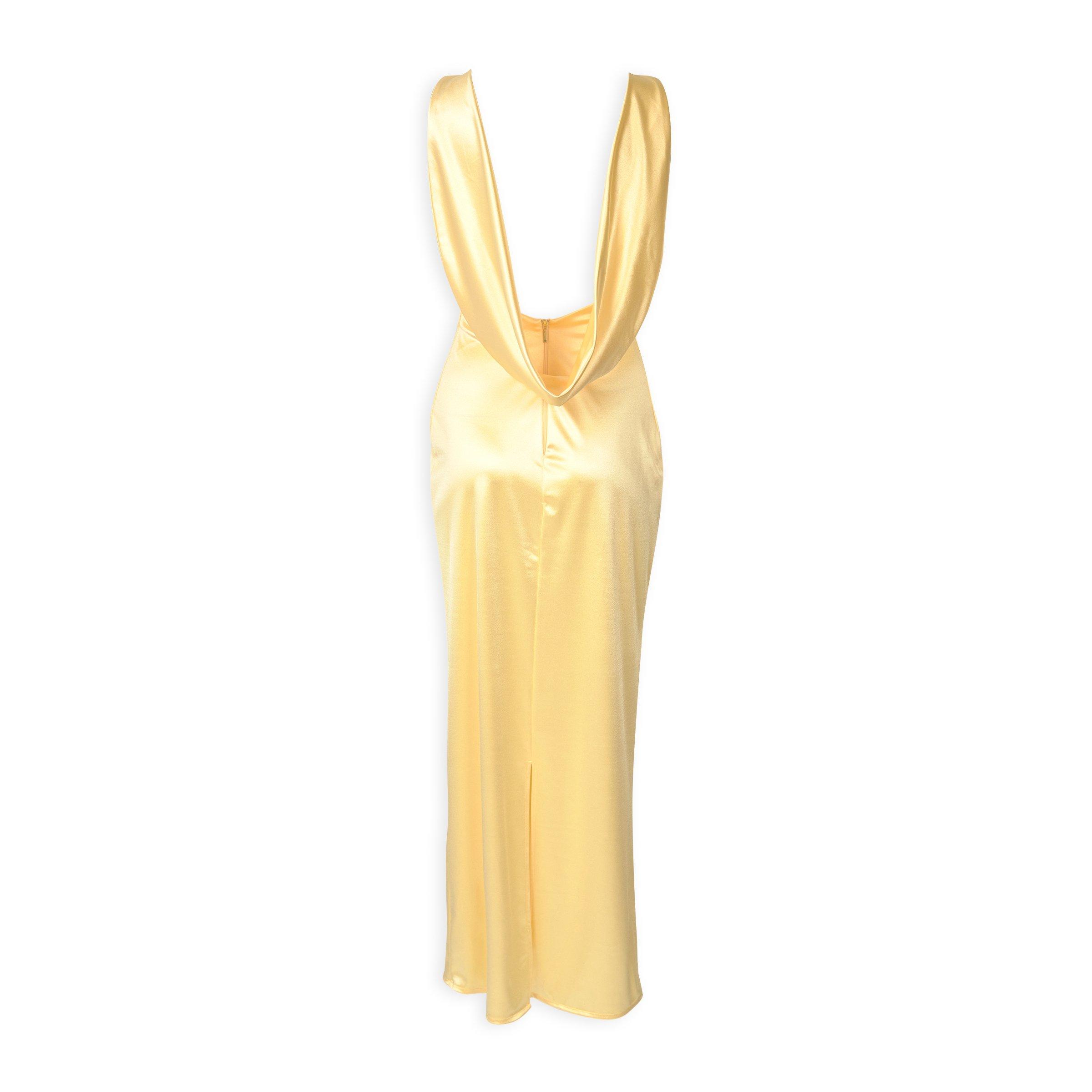 Yellow Draped Back Dress (3233576) | Arlow