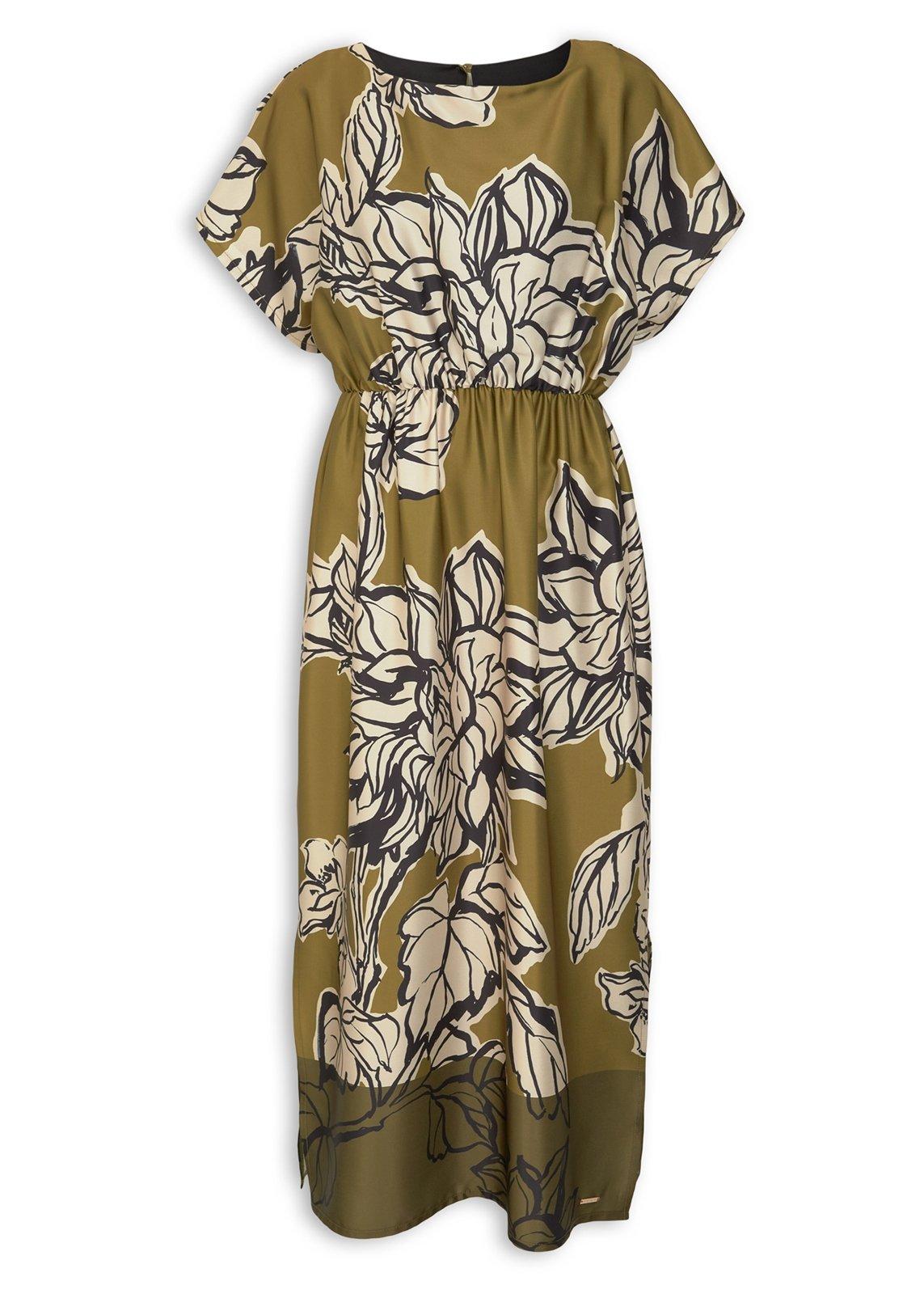 Olive Floral Print Satin Maxi Dress (3233741) | Daniel Hechter