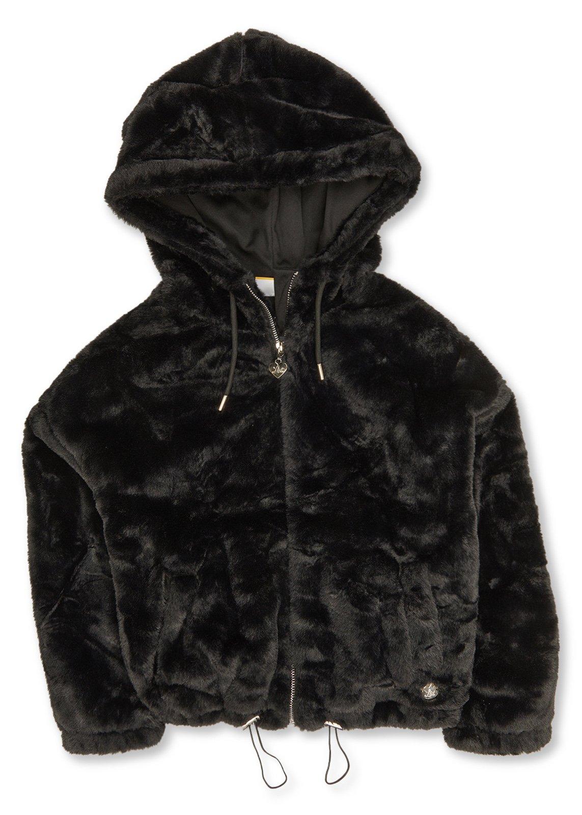 Girls Black Faux Fur Jacket (3233903) | LTD Kids