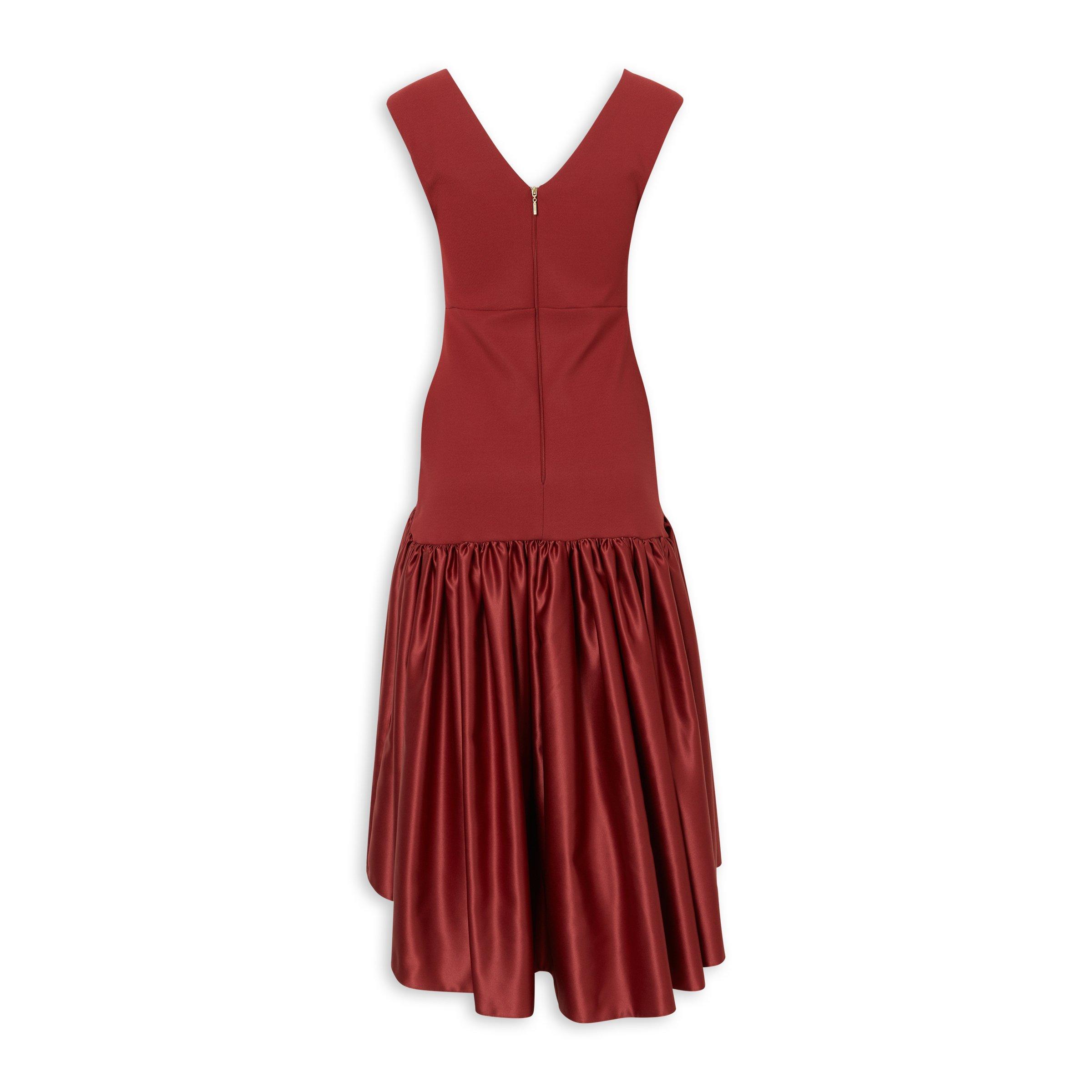 Red Fit and Flare Satin Dress (3233951) | Essence