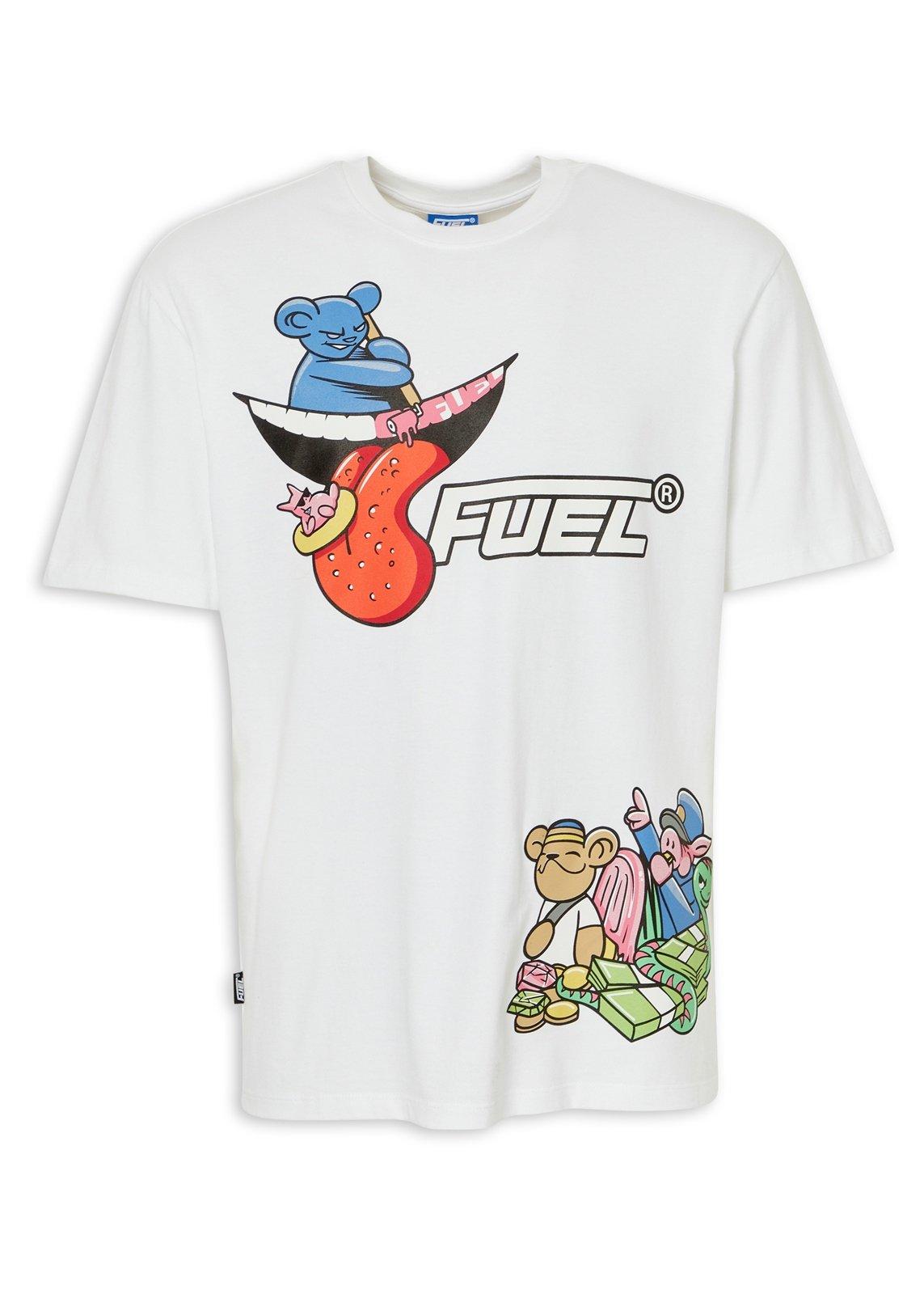 White Back and Front Print T-shirt (3234177) | Fuel