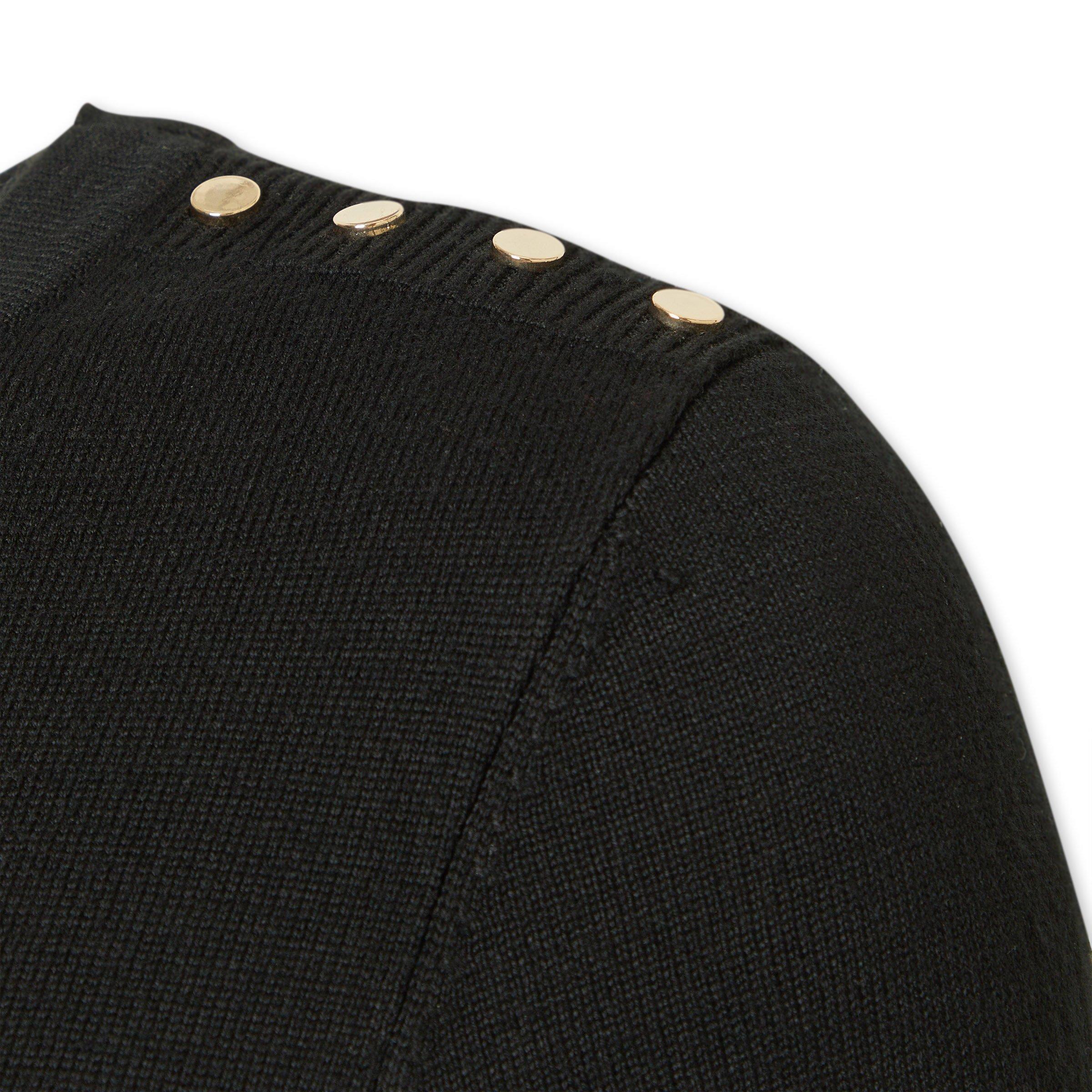 Black Short Sleeve Knit Top with Buttons (3234304) | Daniel Hechter