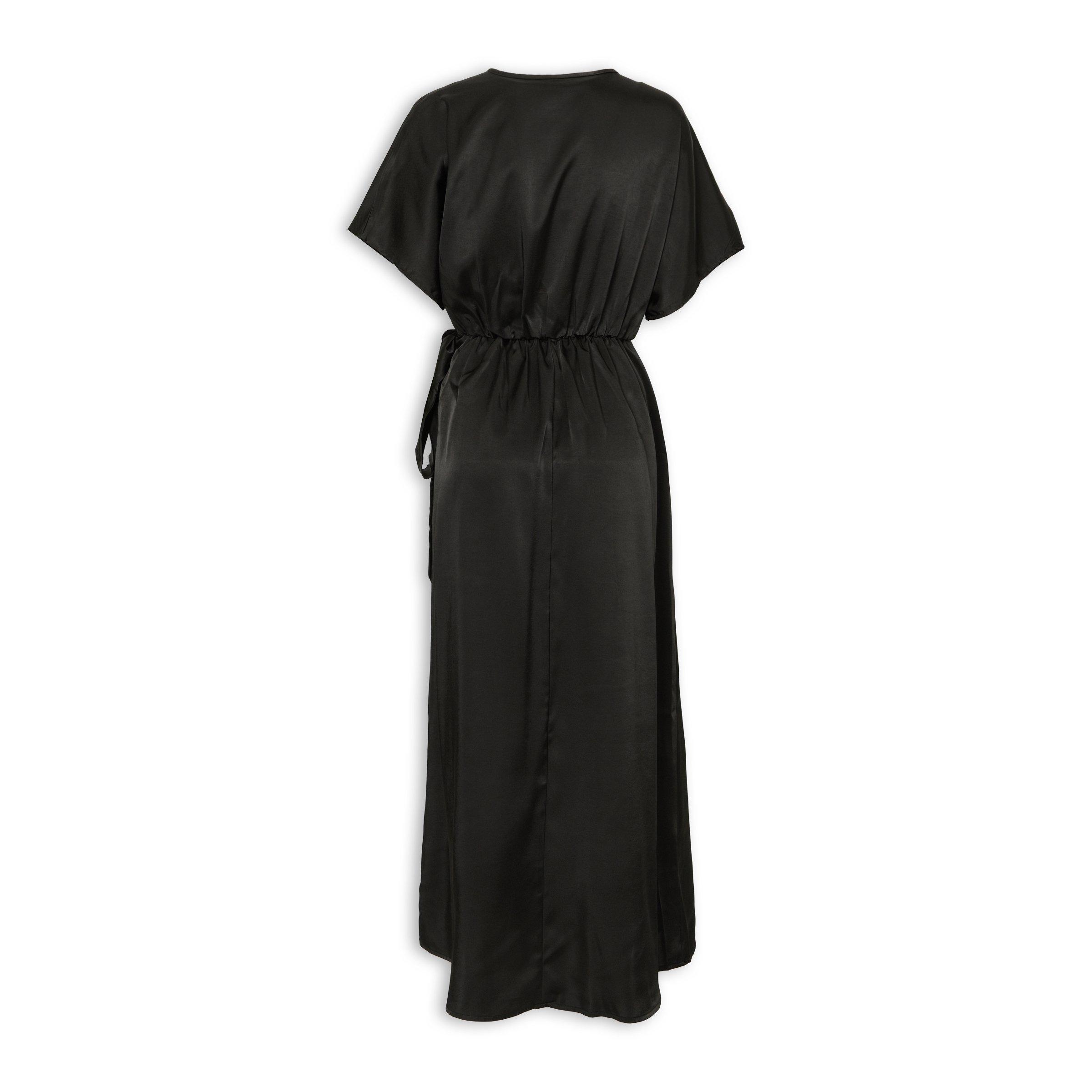 Black Satin Tie Maxi Dress (3234449) | X&O Ladies
