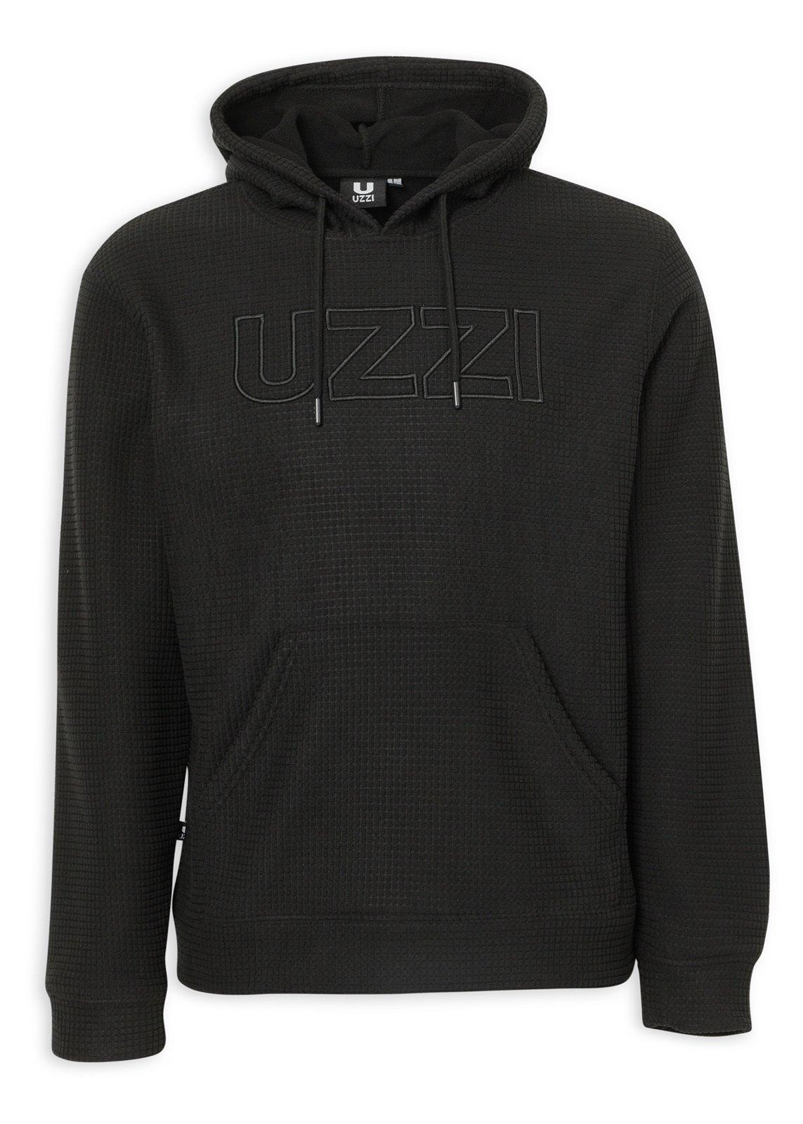 Black Graphic Fleece Hoodie (3234826) | UZZI