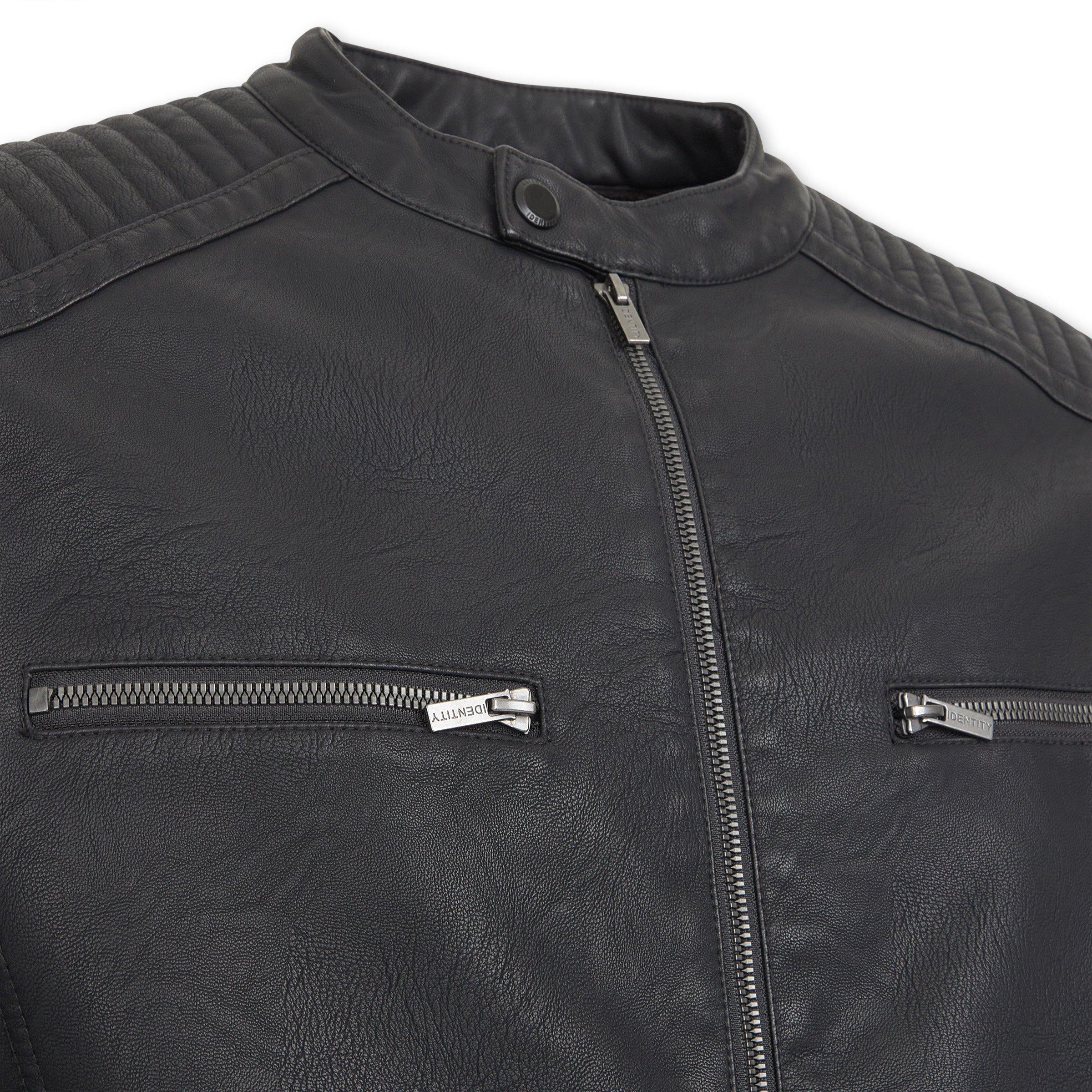 Black Faux Leather Jacket (3234897) | Identity