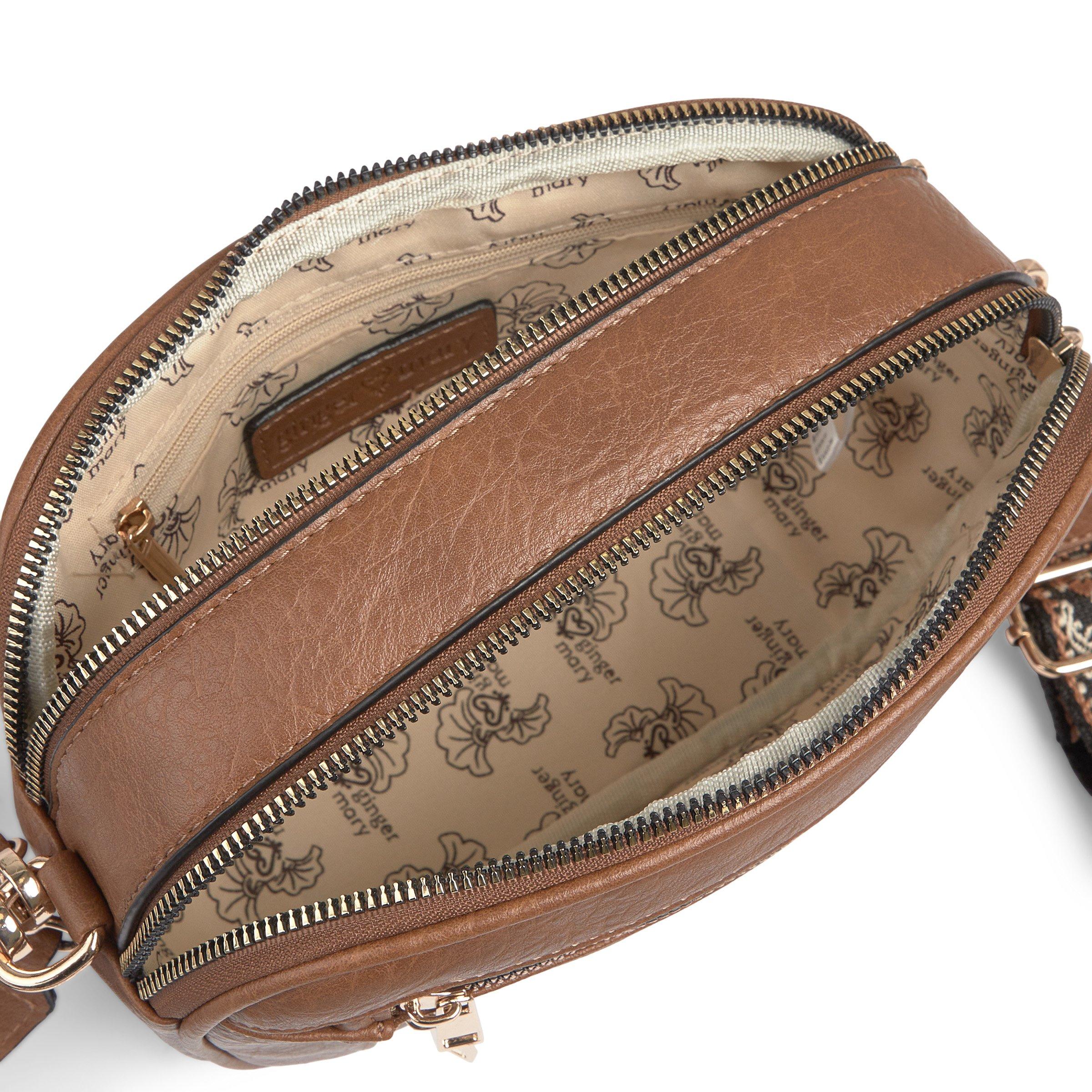 Tan Multi-Zip Crossbody Bag (3234976) | Ginger Mary