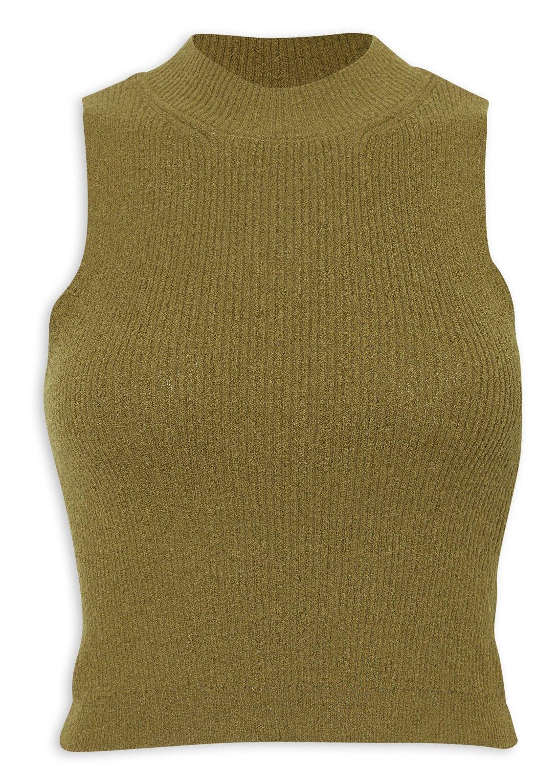 Olive Green Ribbed Sleeveless Top (3235021) | Inwear