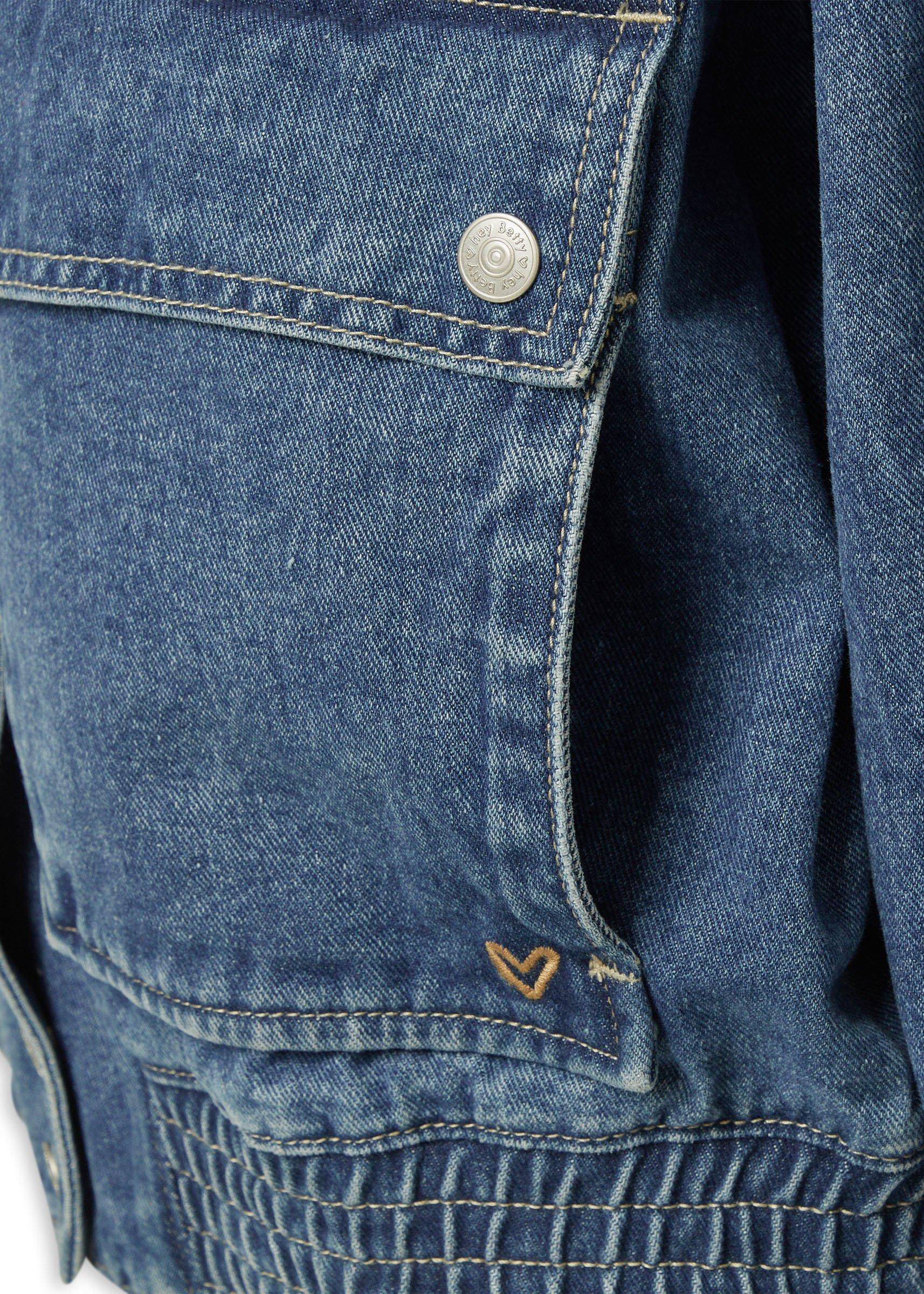 Blue Denim Zip-Up Bomber Jacket (3235022) | Hey Betty