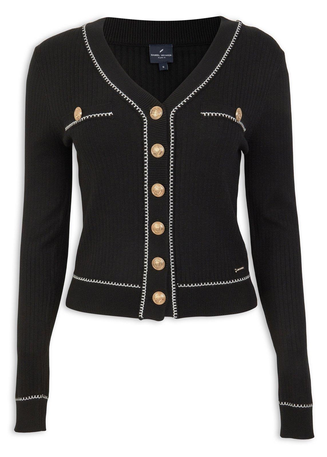 Black Knit Cardigan with Gold Buttons (3235315) | Daniel Hechter