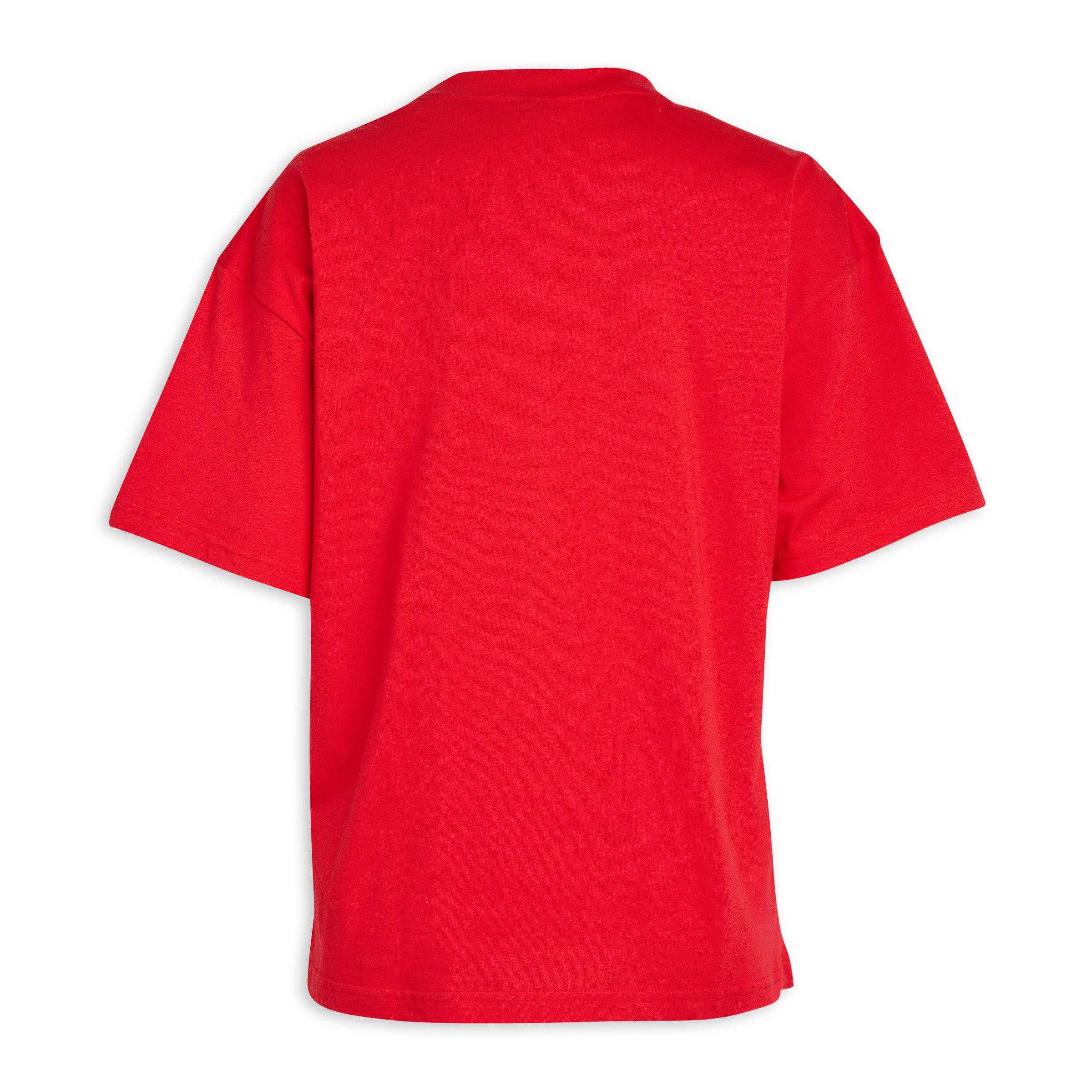 Red Oversized Graphic Print T-Shirt (3235332) | Identity
