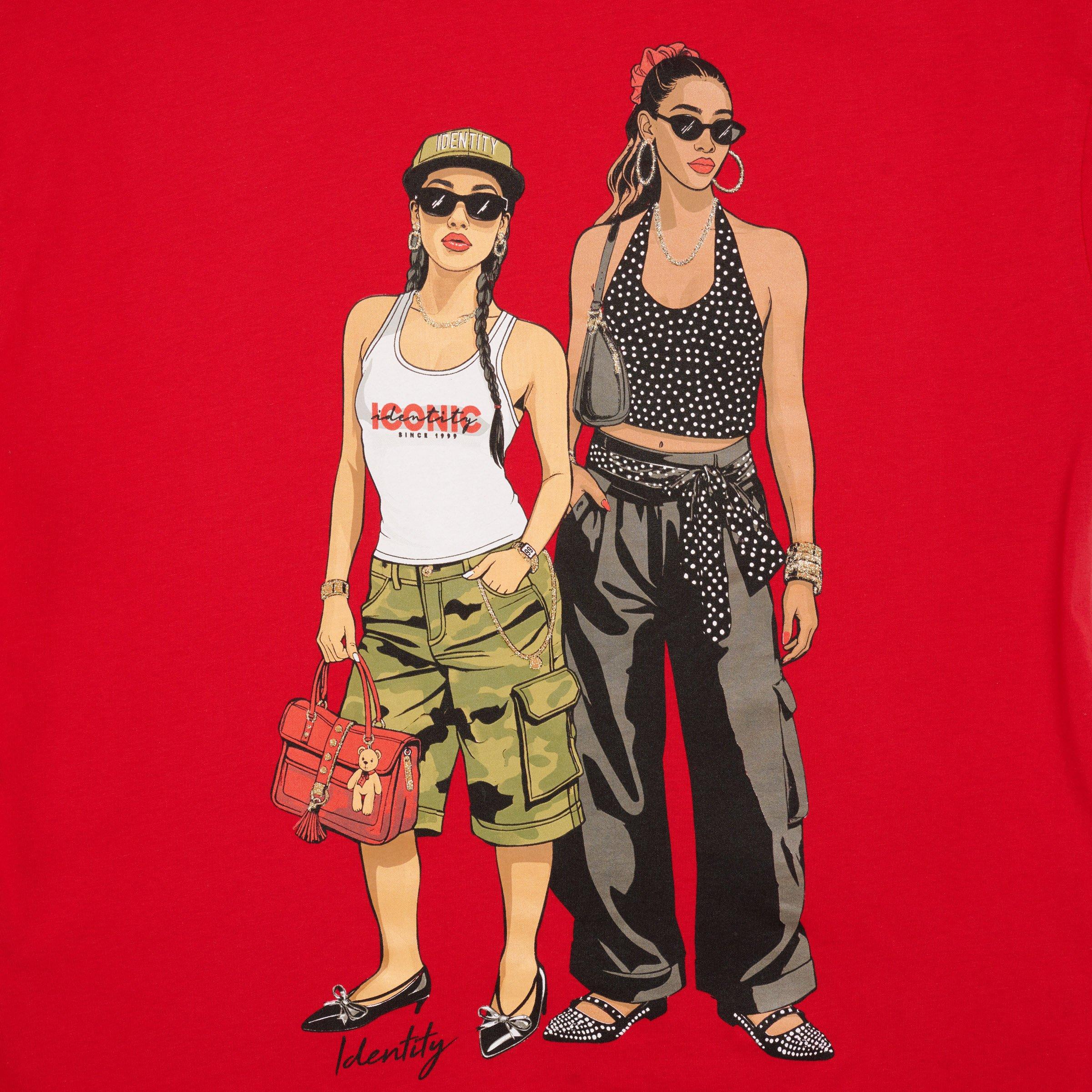 Red Oversized Graphic Print T-Shirt (3235332) | Identity