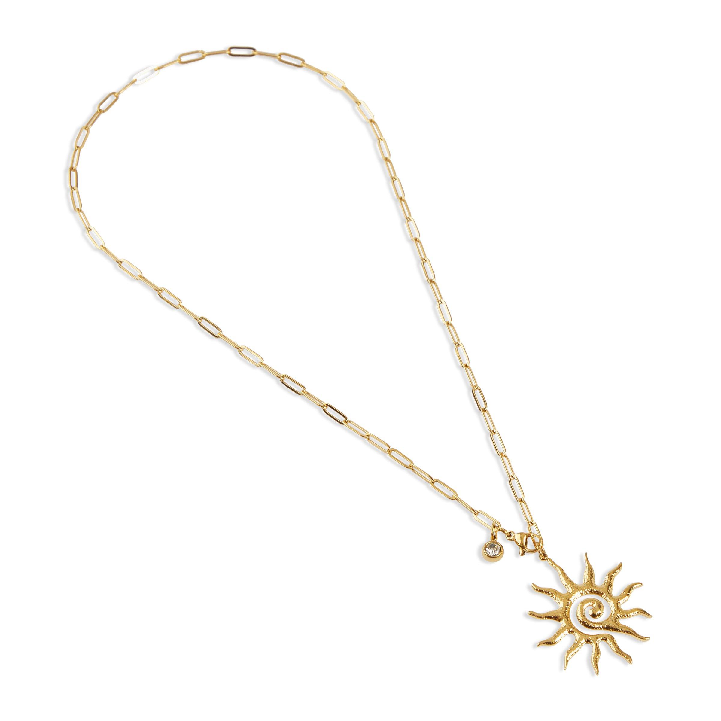 Gold Plated Sun Spiral Necklace (3235336) | Zackia