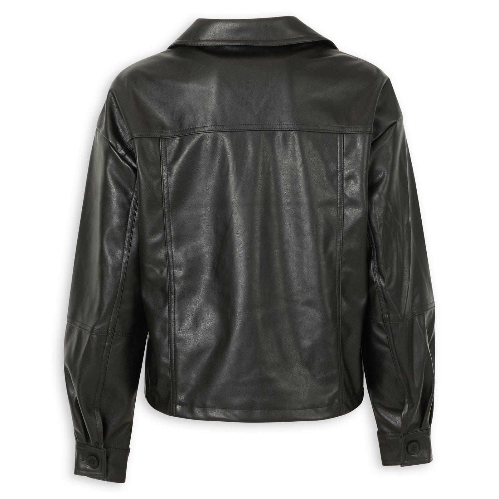 Black Pleather Shacket (3235433) | Identity