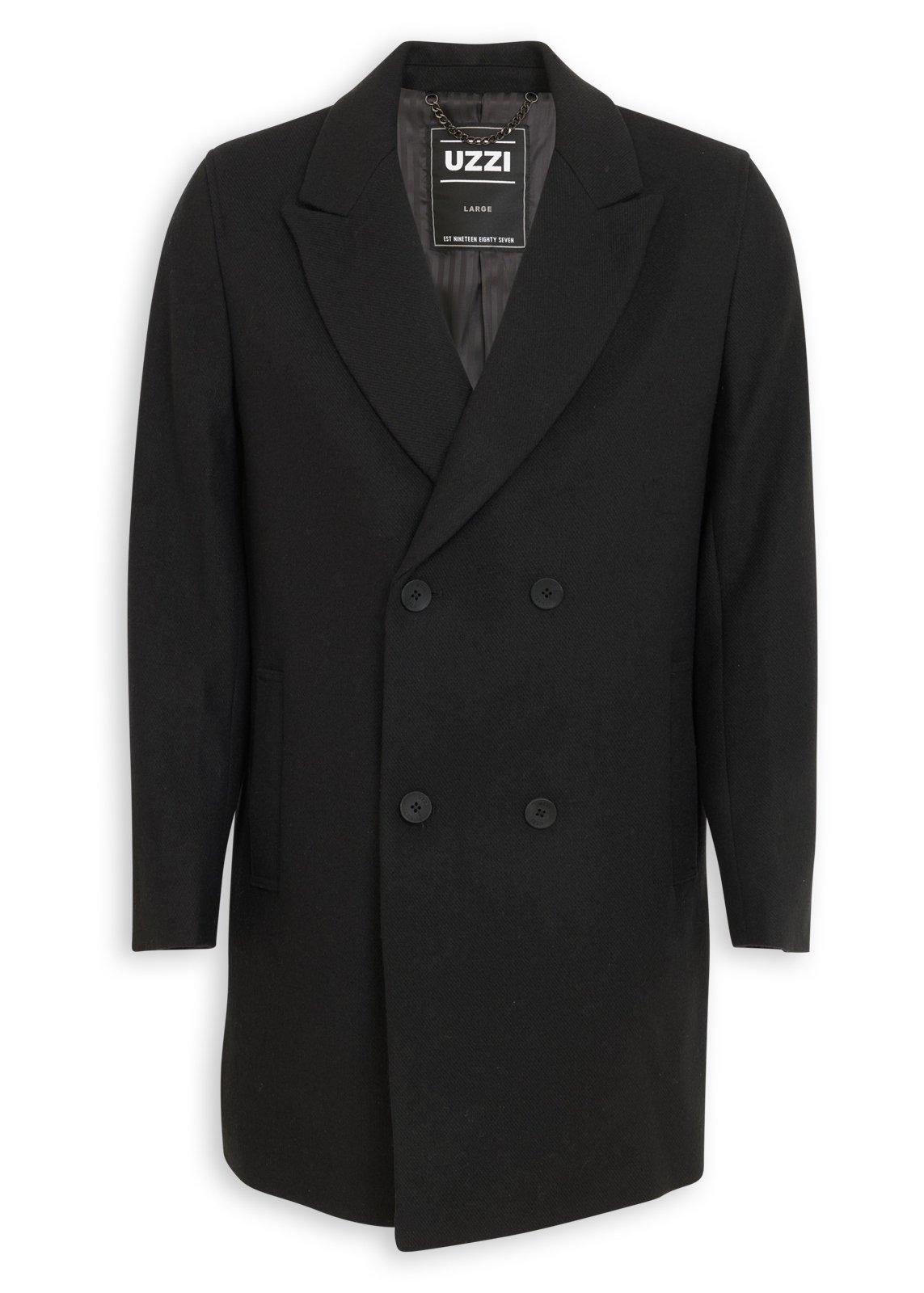 Black Double Breasted Coat (3235487) | UZZI